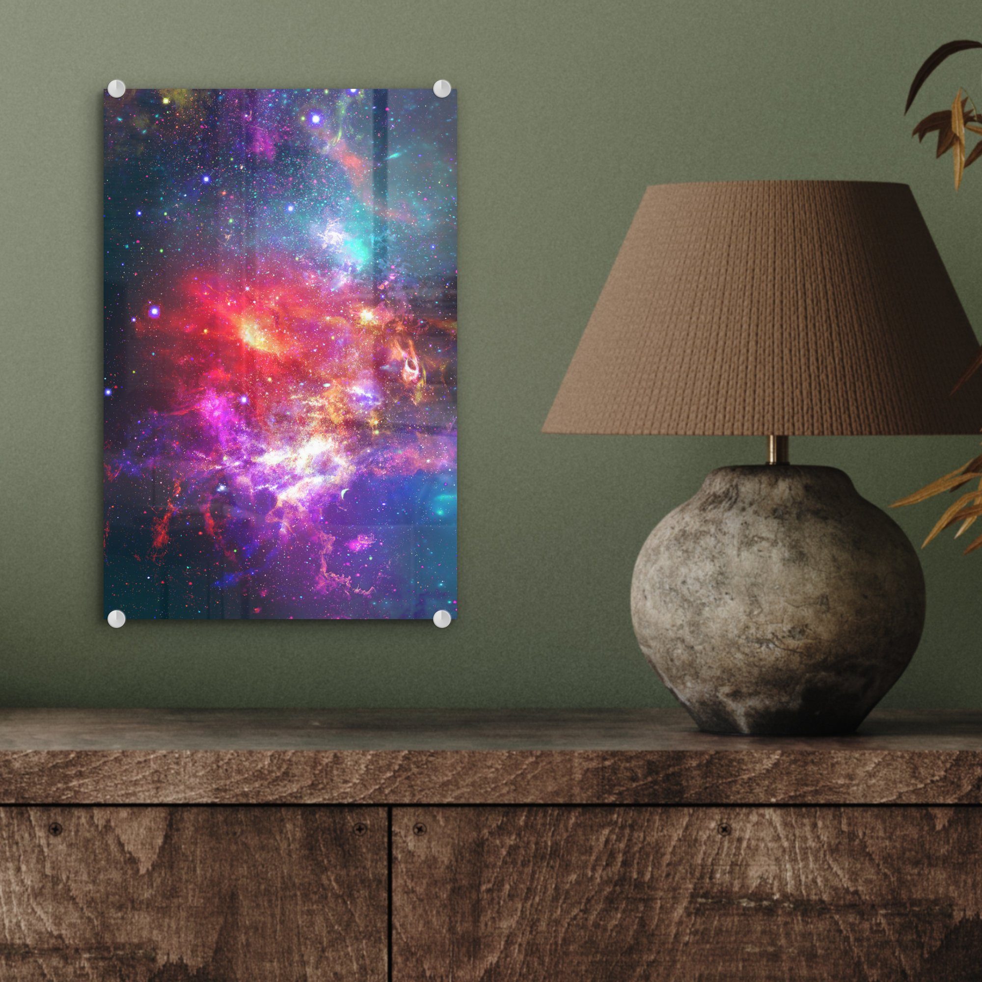 MuchoWow Acrylglasbild Sterne - Foto Weltraum - Farben, auf Glas - - auf Bilder Glas Glasbilder - Wandbild St), Wanddekoration (1