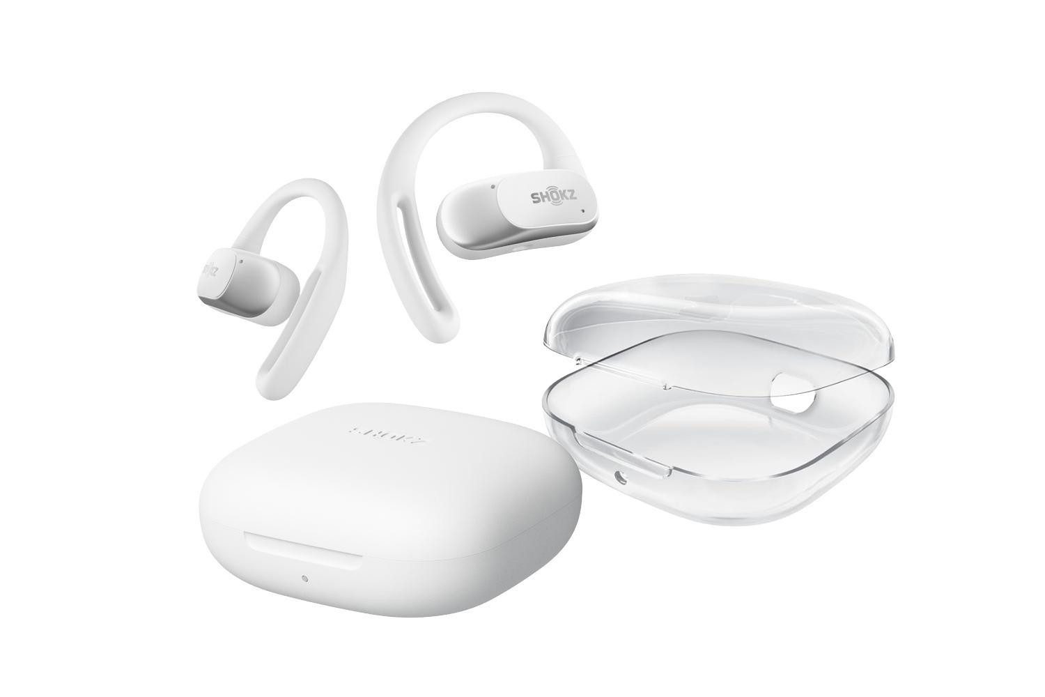 Shokz Shokz OpenFit Air White + Schutzhülle Bluetooth-Kopfhörer (Active Noise Cancelling (ANC), Mit Schutzhülle)