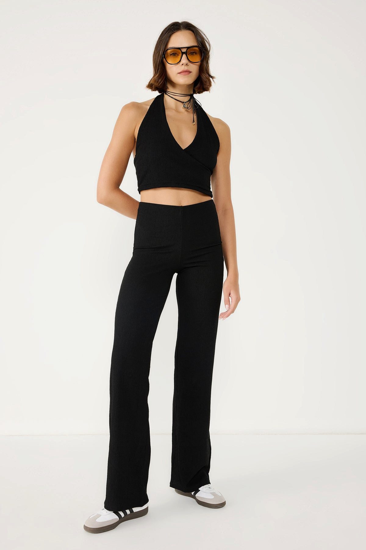 No Matter What Palazzohose Strukturierte High-Waist günstig online kaufen