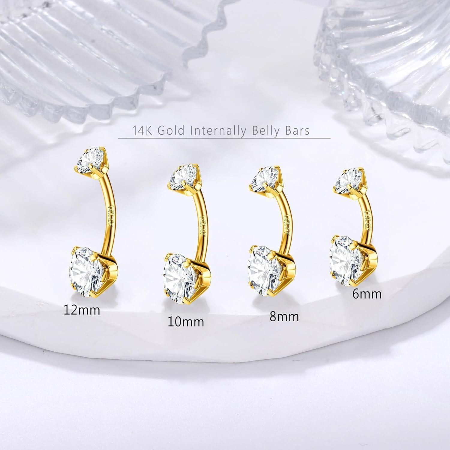 LuxusKollektion Bauchnabelpiercing Bauchnabelpiercing 14G 925 Silber Titan Gold Zirkonia Ring Lang