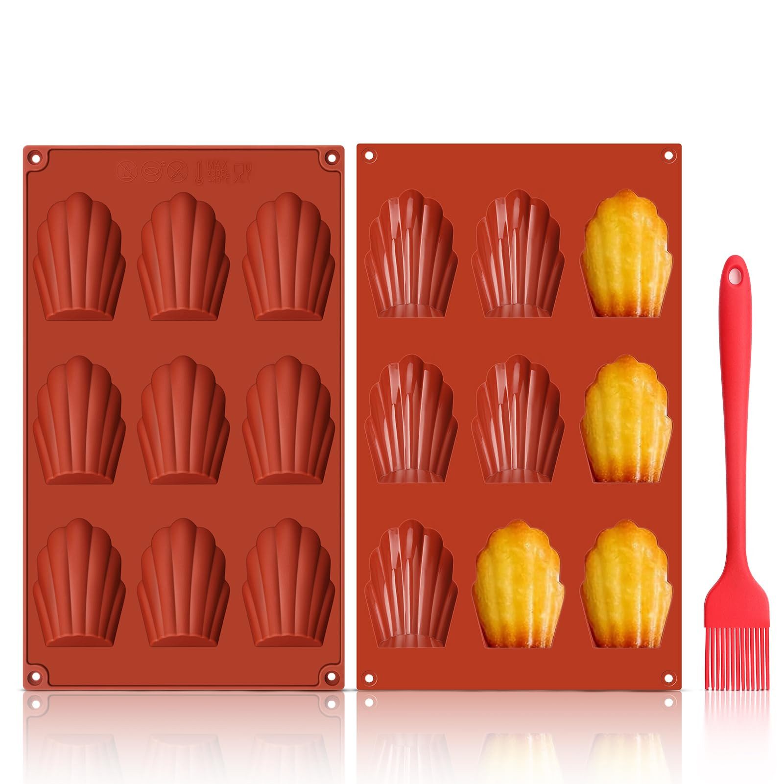 Bundviel Brotbackform 2er Set Silikon Madeleine Backform Bärentatzen Form Kuchen Muschel