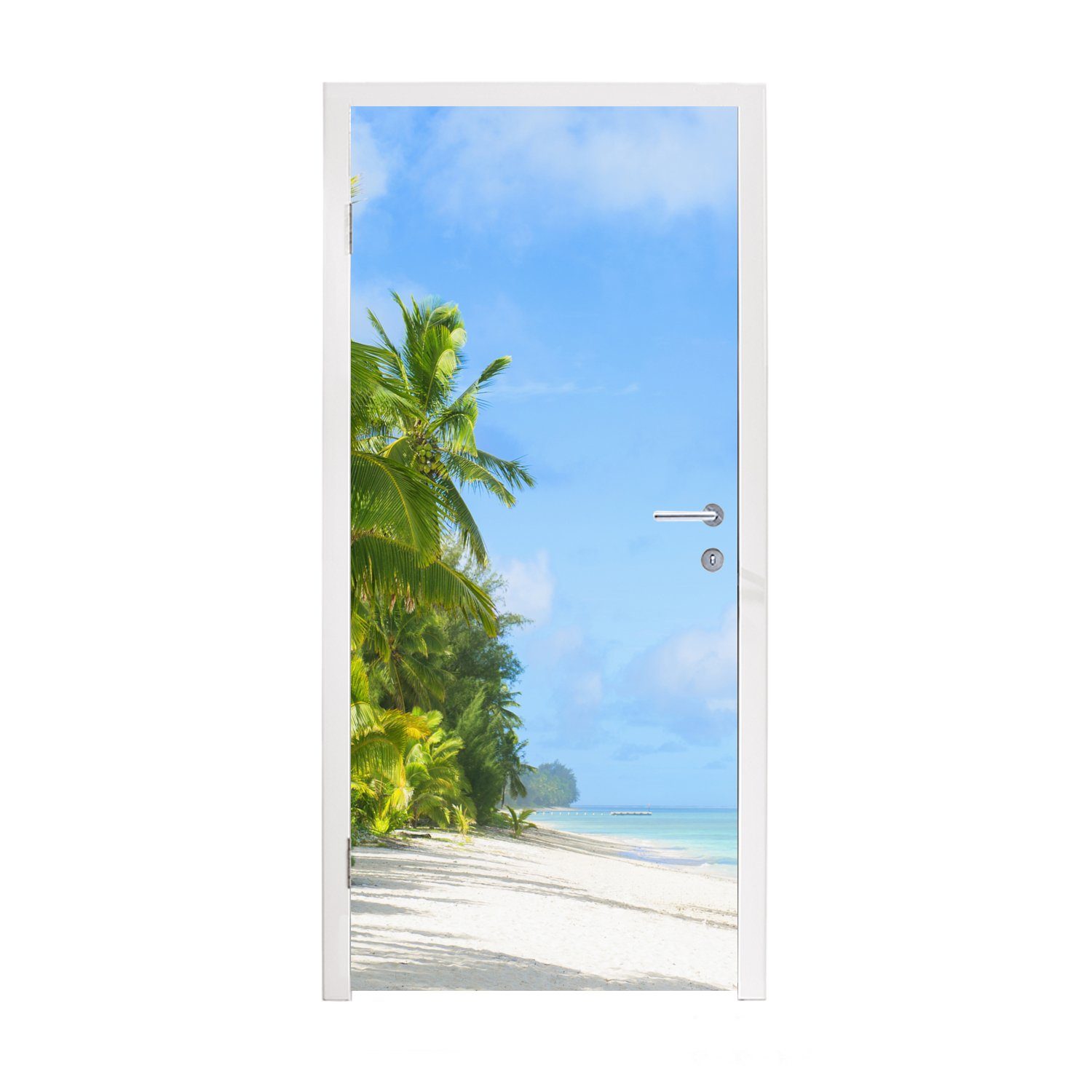 MuchoWow Türtapete Palme - Tropisch - Insel, Matt, bedruckt, (1 St), Fototapete für Tür, Türaufkleber, 75x205 cm