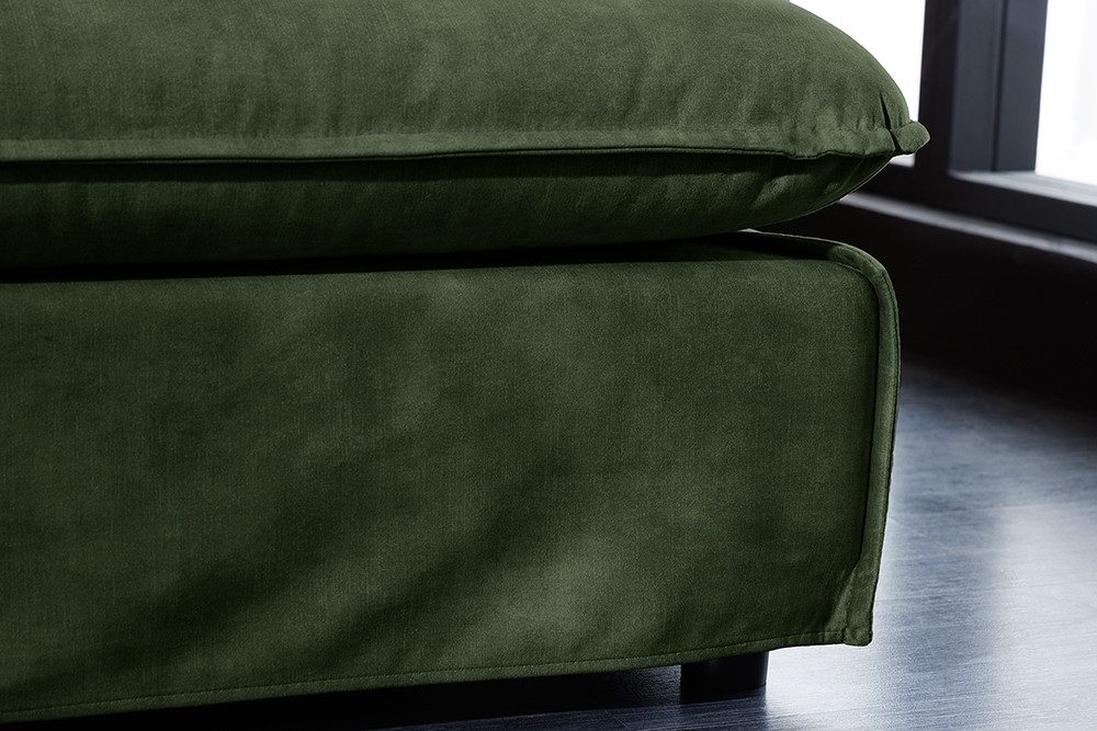 riess-ambiente Sitzhocker HEAVEN 100cm dunkelgrün · Hussensofa inkl. Kissen & abnehmbaren Bezug (Einzelartikel, 1 St), Wohnzimmer-Hocker · Samt-Bezug · Federkern-Polsterung · Landhausstil