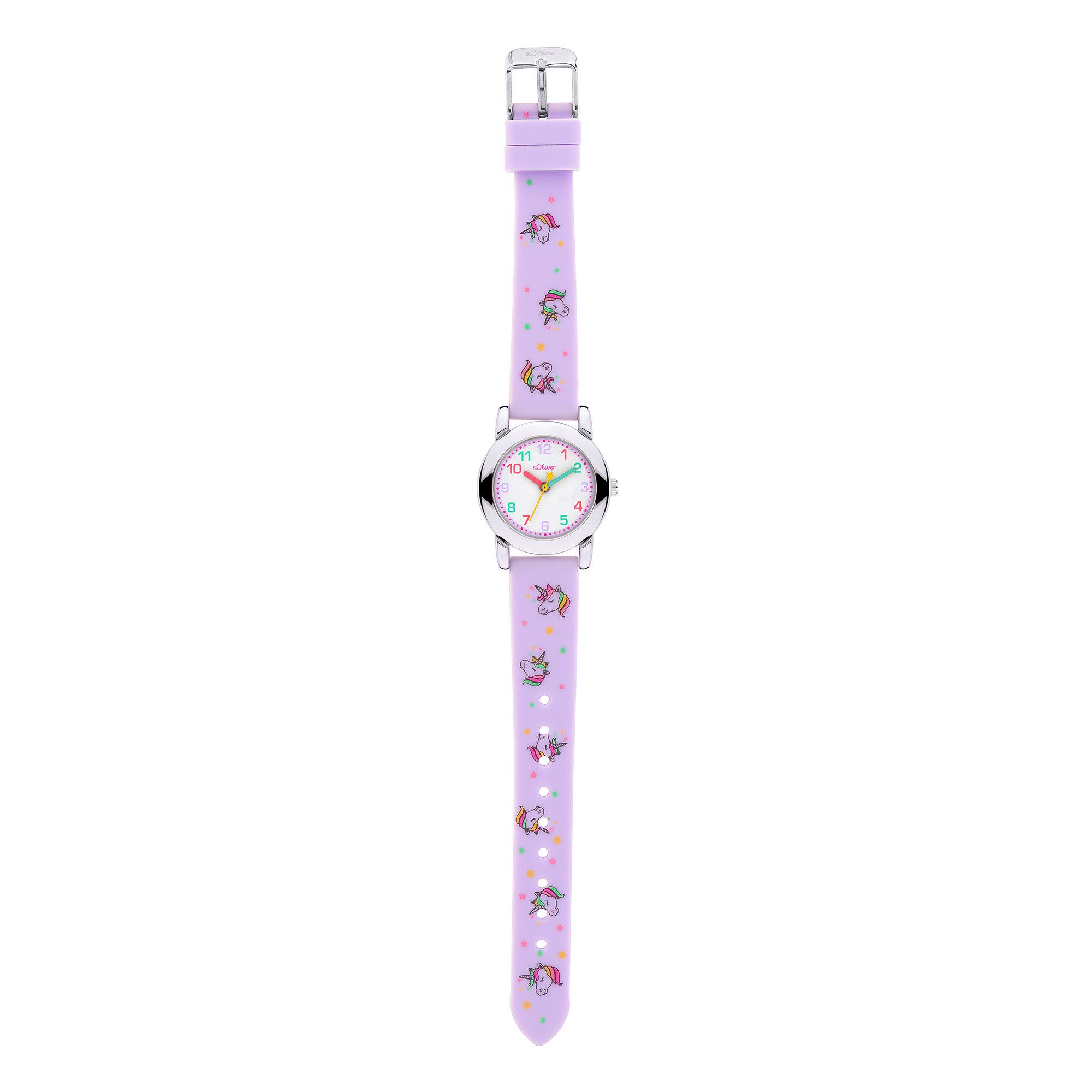 s.Oliver Quarzuhr The Joy Time SO-4510-PQ, Armbanduhr, Silikonarmband, Kinderuhr, Mädchen, analog