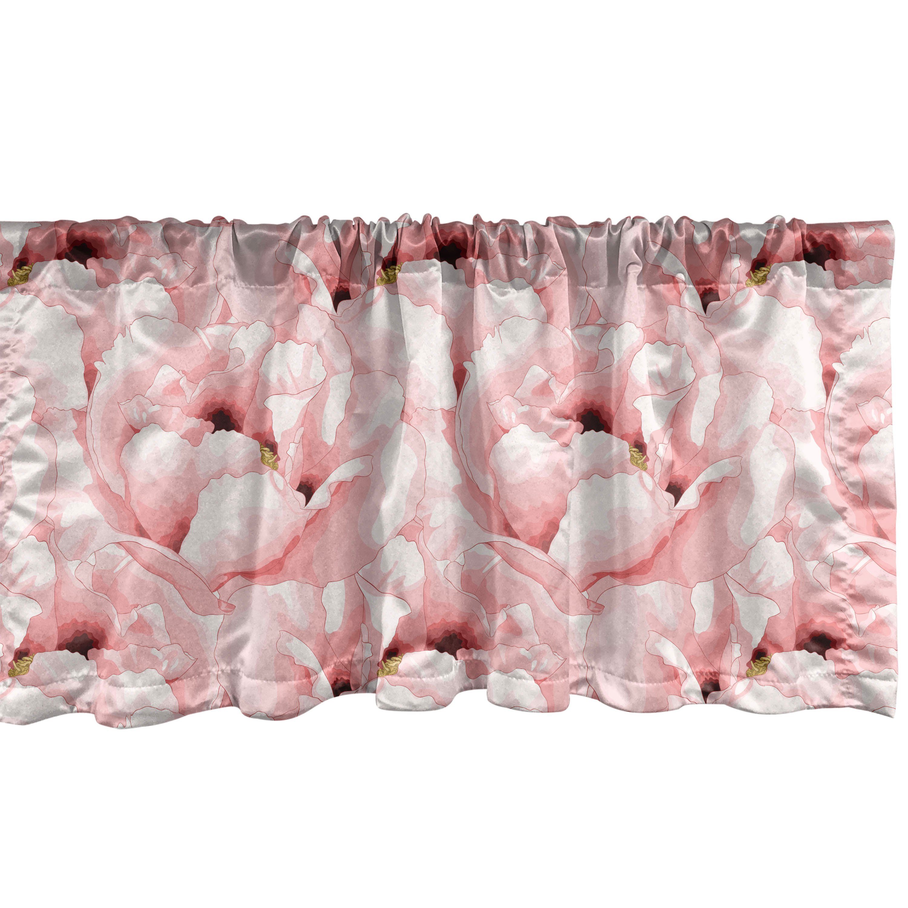 Scheibengardine Vorhang Volant für Küche Schlafzimmer Dekor mit Stangentasche, Abakuhaus, Microfaser, Aquarell Weinlese-Blumen-Blüte | Scheibengardinen