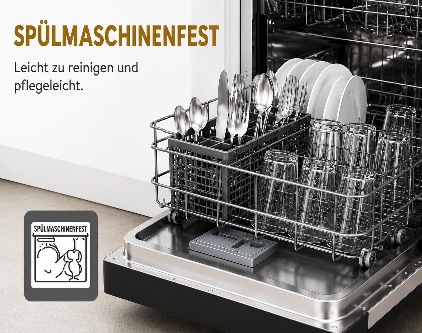 ibettertec Besteck-Set Besteck Set 24-teilig Edelstahl Besteckset,modernes Silber Essbesteck, 6 Personen, mit Messer, Gabel, Löffel & Teelöffel, spülmaschinenfe – Bild 5 von 5