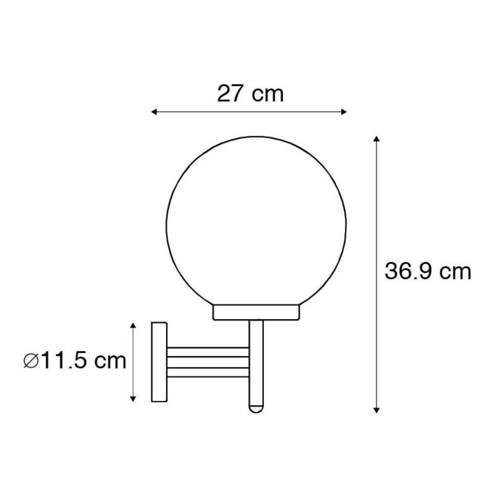 Qazqa Außen-Wandleuchte Sfera, ohne Leuchtmittel, Warmweiß, QAZQA Außen Wand­leuchte, e27, Schwarz, Kunststoff, Modern