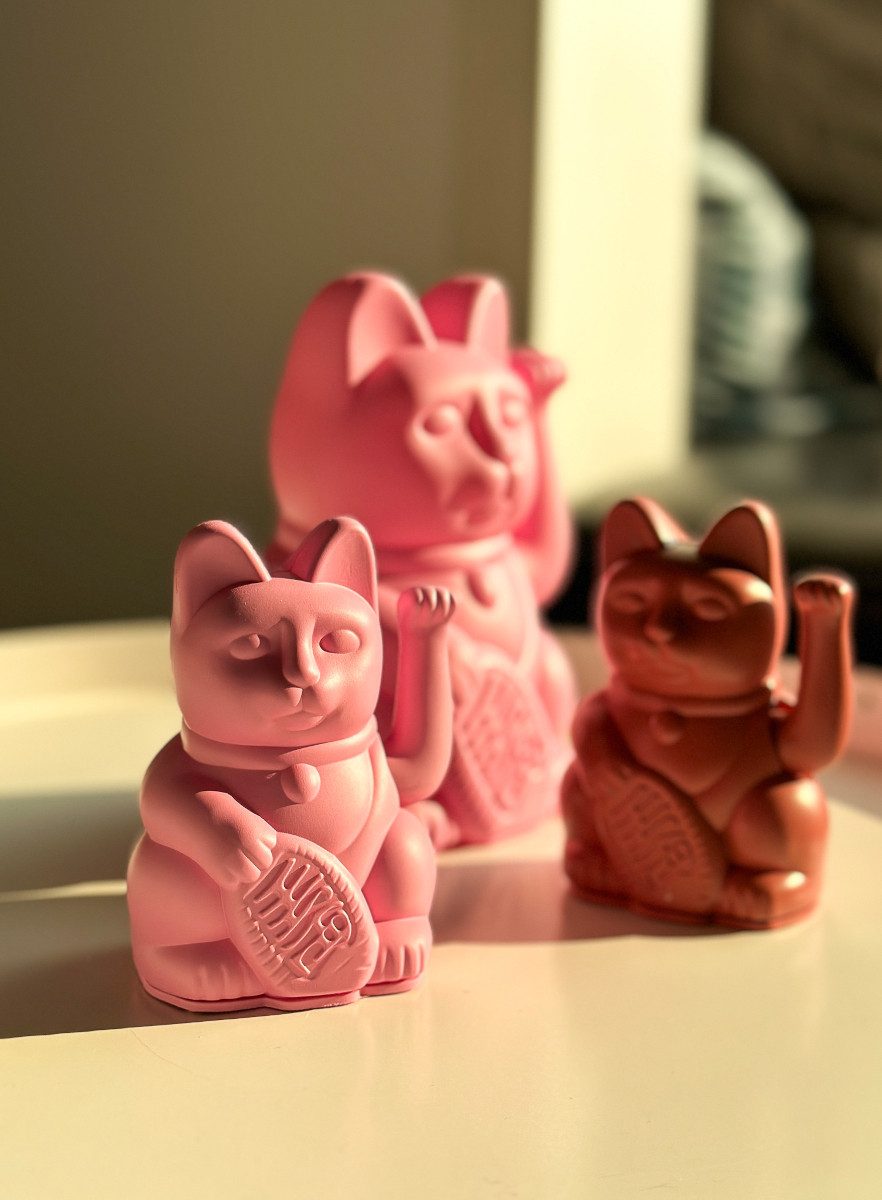 Donkey Products Dekofigur Lucky Cat Mini Winkekatze rosa 10cm