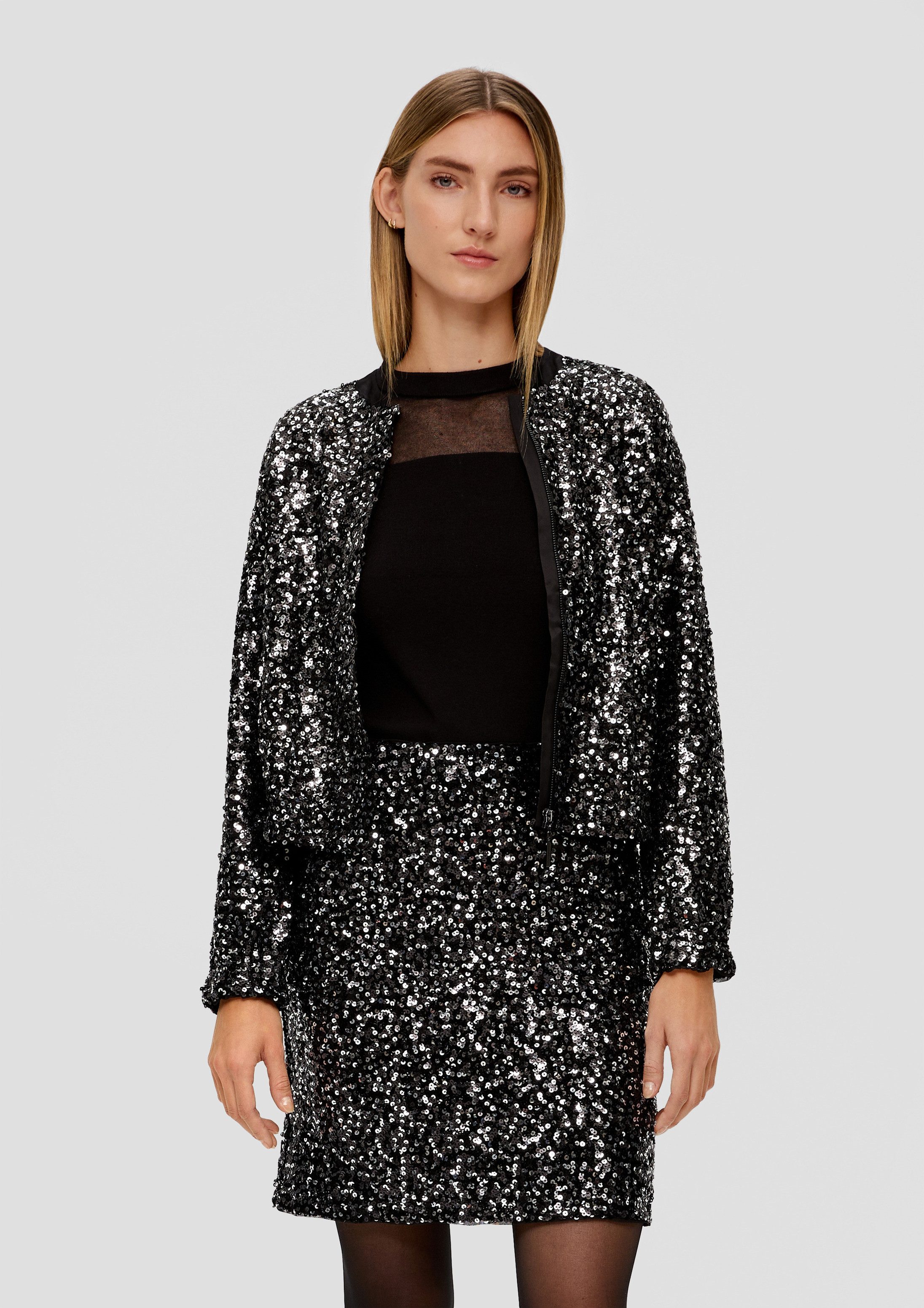 s.Oliver Minirock Rock Kurzer Mesh-Rock mit Pailletten
