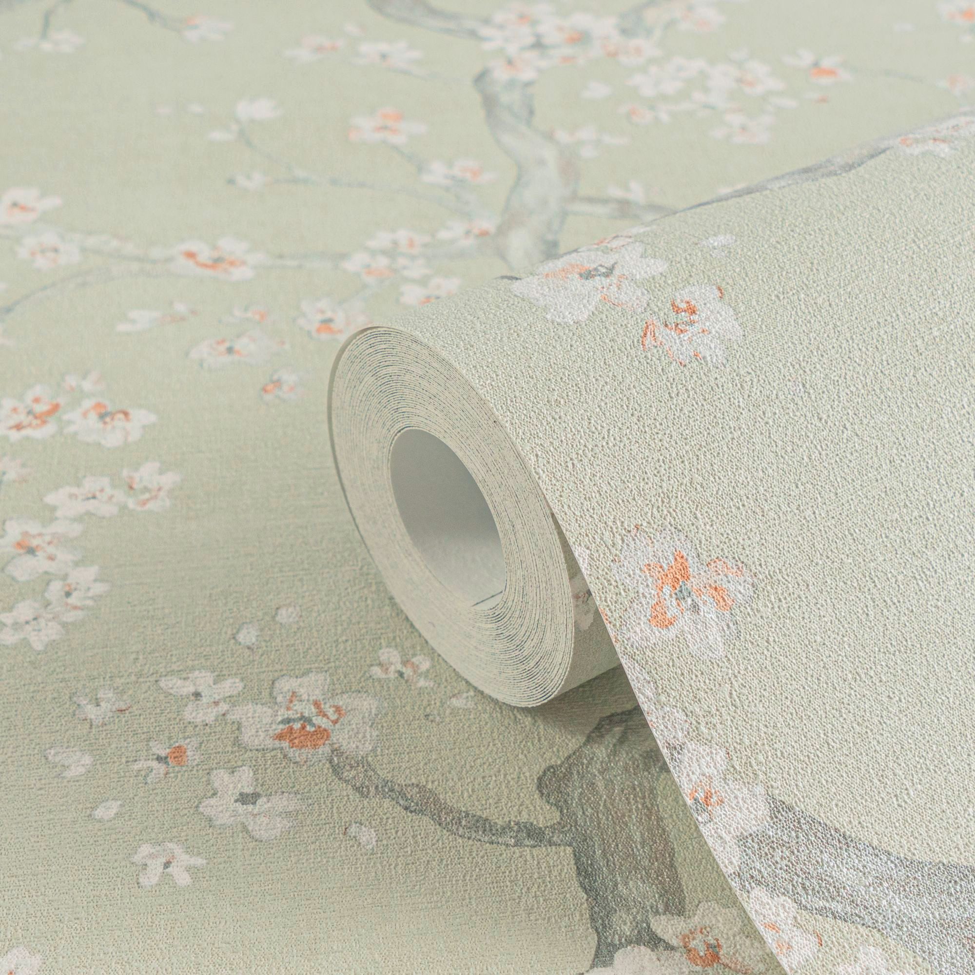 living walls Vliestapete Satintapete, Floral, grün günstig online kaufen