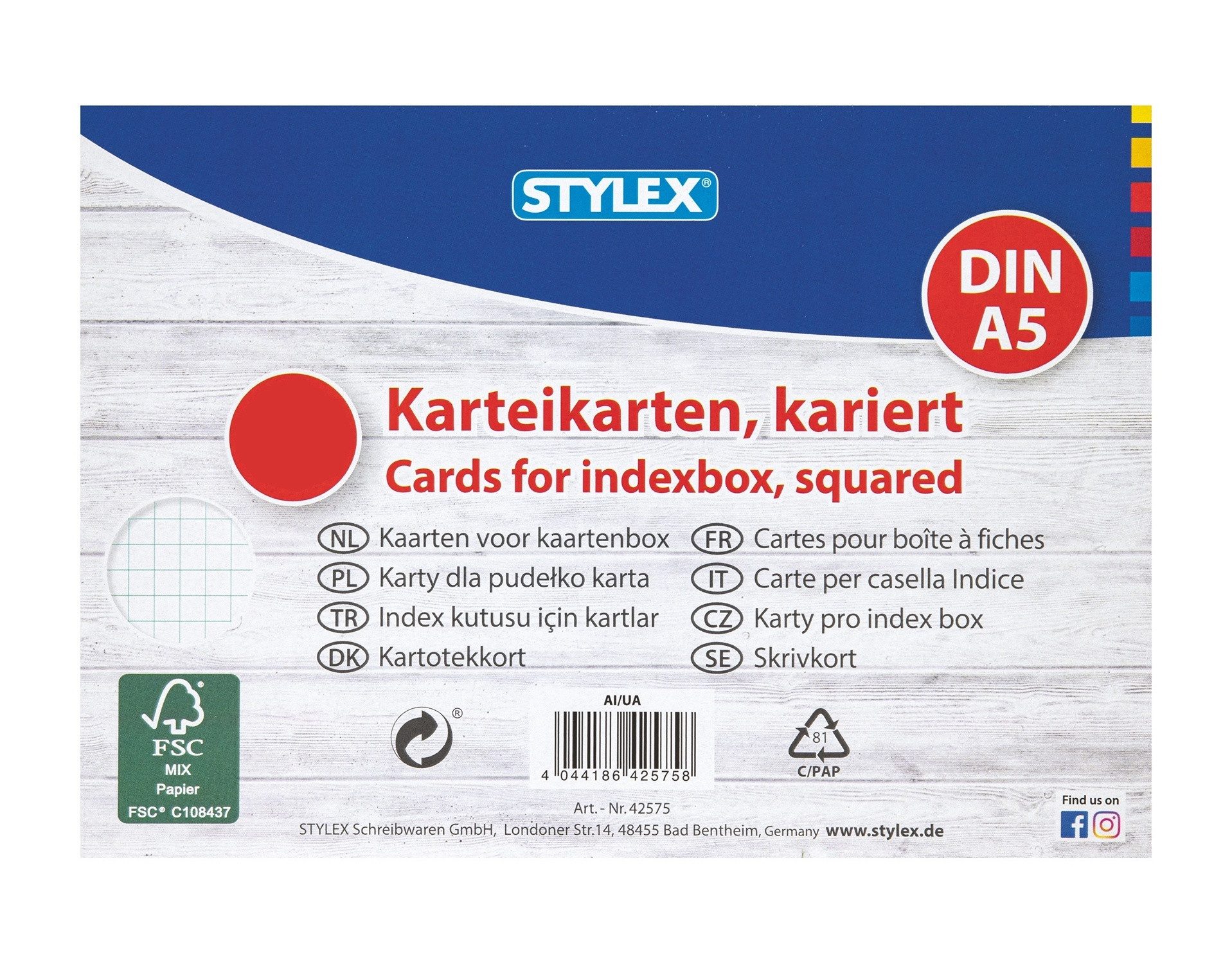 Stylex Schreibwaren Karteikarten 200 Karteikarten / DIN A5 / weiss / kariert