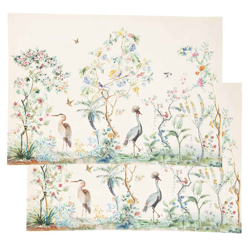 Platzset, Birds in Paradise, Clayre & Eef, (Set, 2-St., 2-teilig), Tischsets Platzsets (2 Stück) Platzdeckchen ca.48x33cm Baumwolle