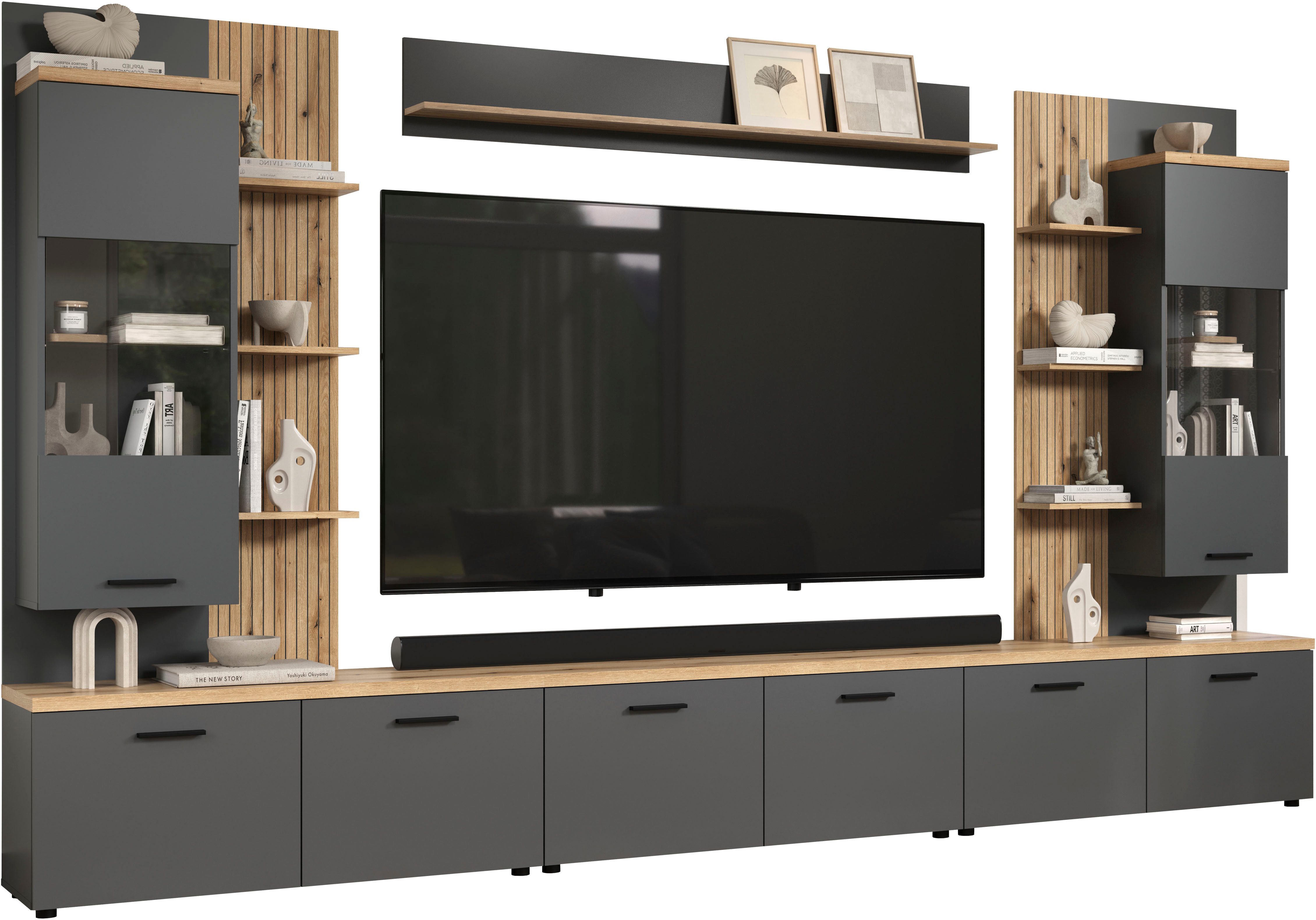 Home affaire Wohnwand Bajo, (6-St), Set bestehend aus: 3x TV-Lowboards, 2x günstig online kaufen