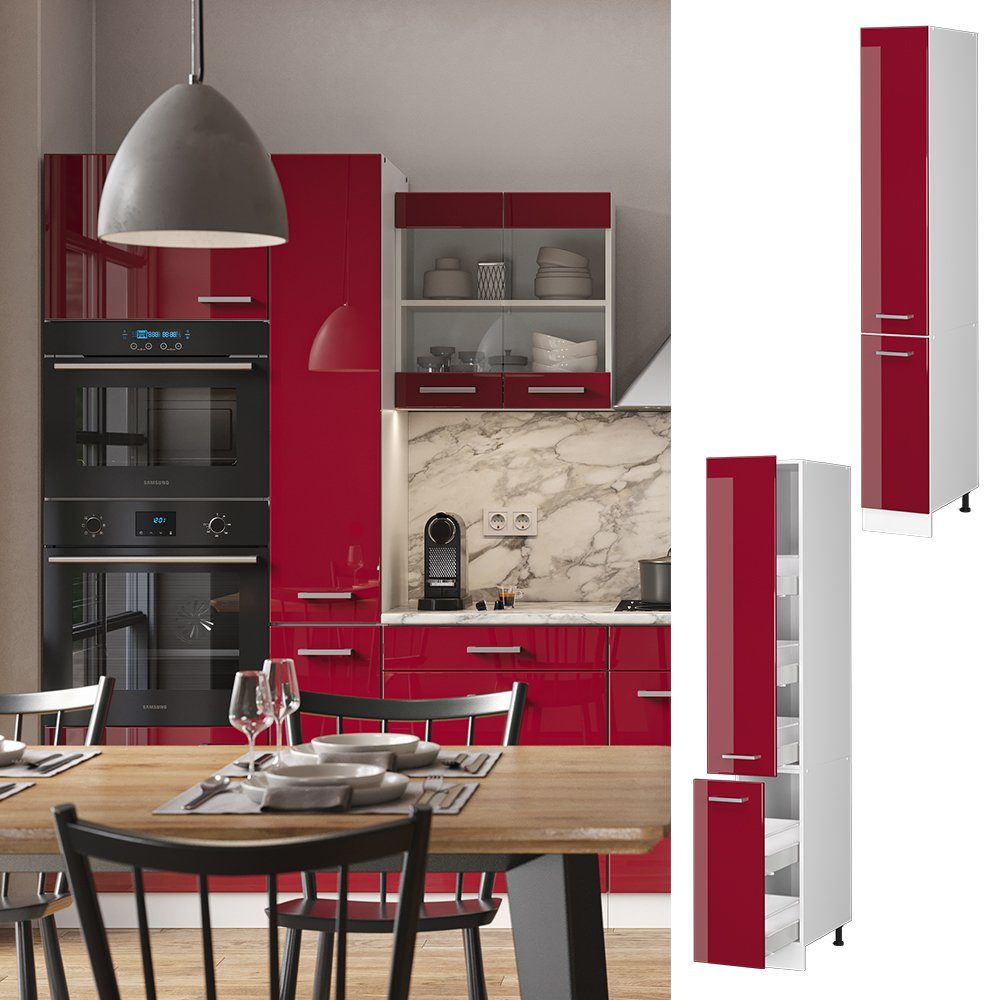 Vicco Hochschrank R-Line, Bordeaux Hochglanz/Weiß, 30 günstig online kaufen