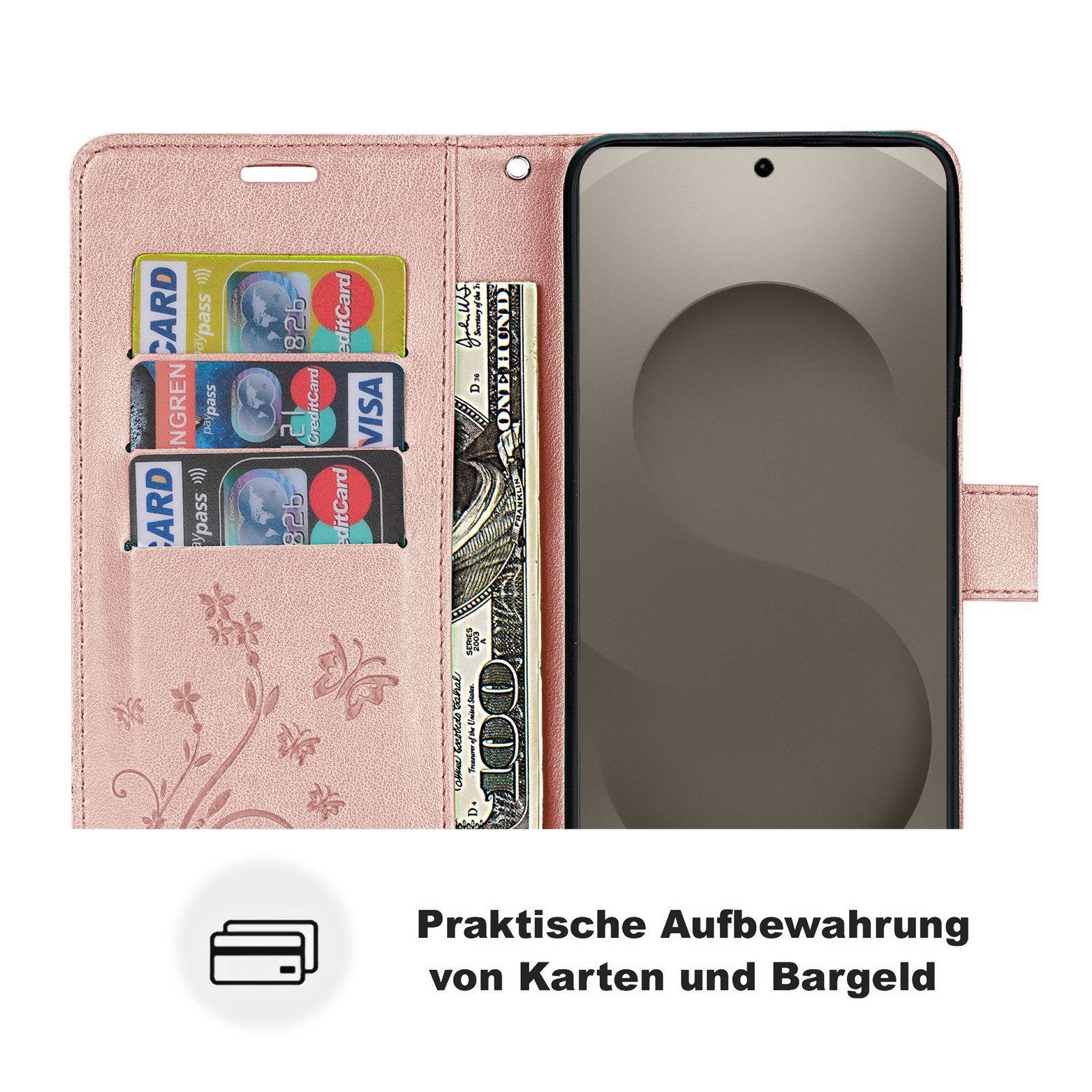 betterfon Handyhülle für Samsung Galaxy S26 Hülle Wallet Case Kartenfächern, Hergestellt aus PU-Leder & weichem TPU – Bild 3 von 5