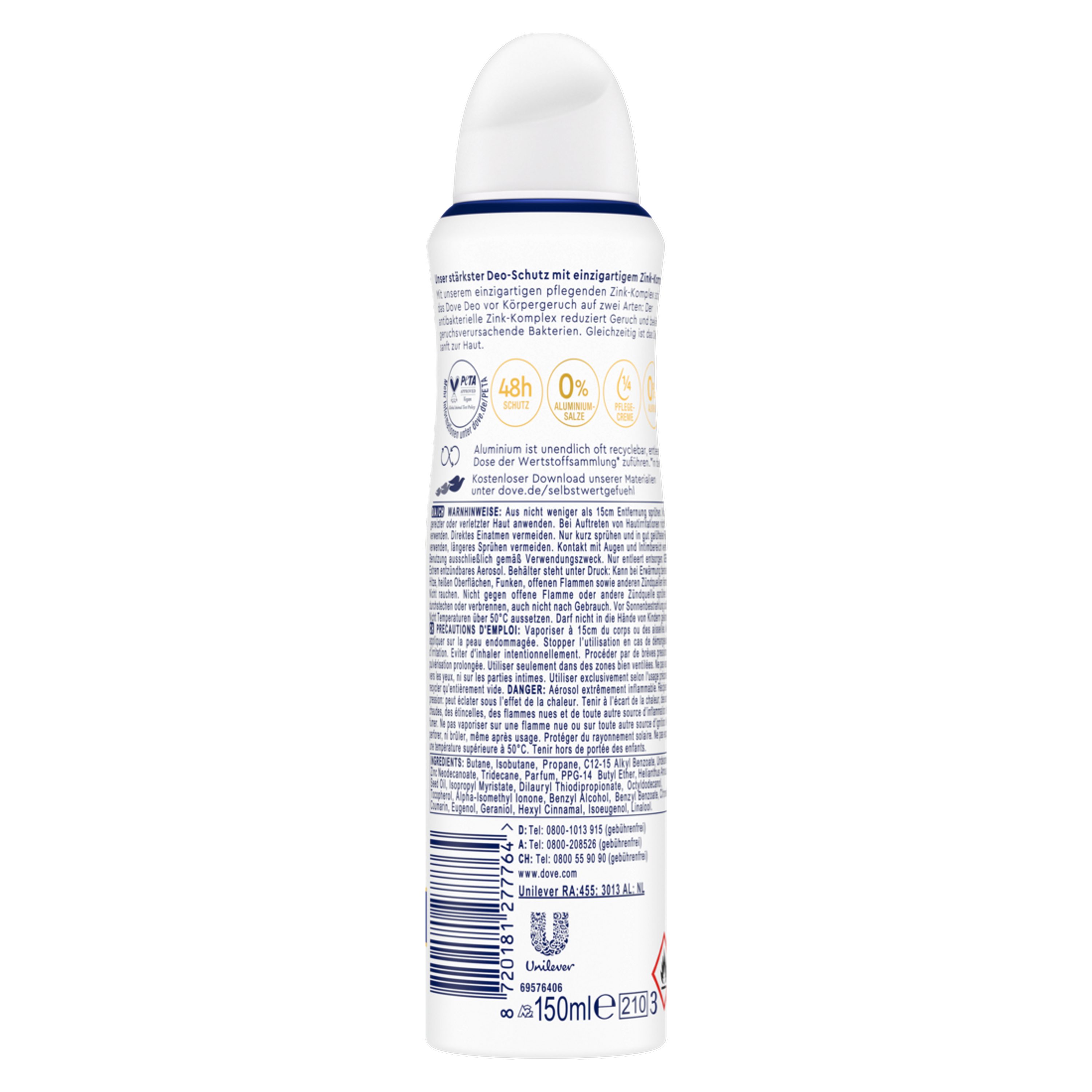 DOVE Deo-Set Deodorant-Spray mit pflegendem 6x Deo Zink-Komplex 150ml Original