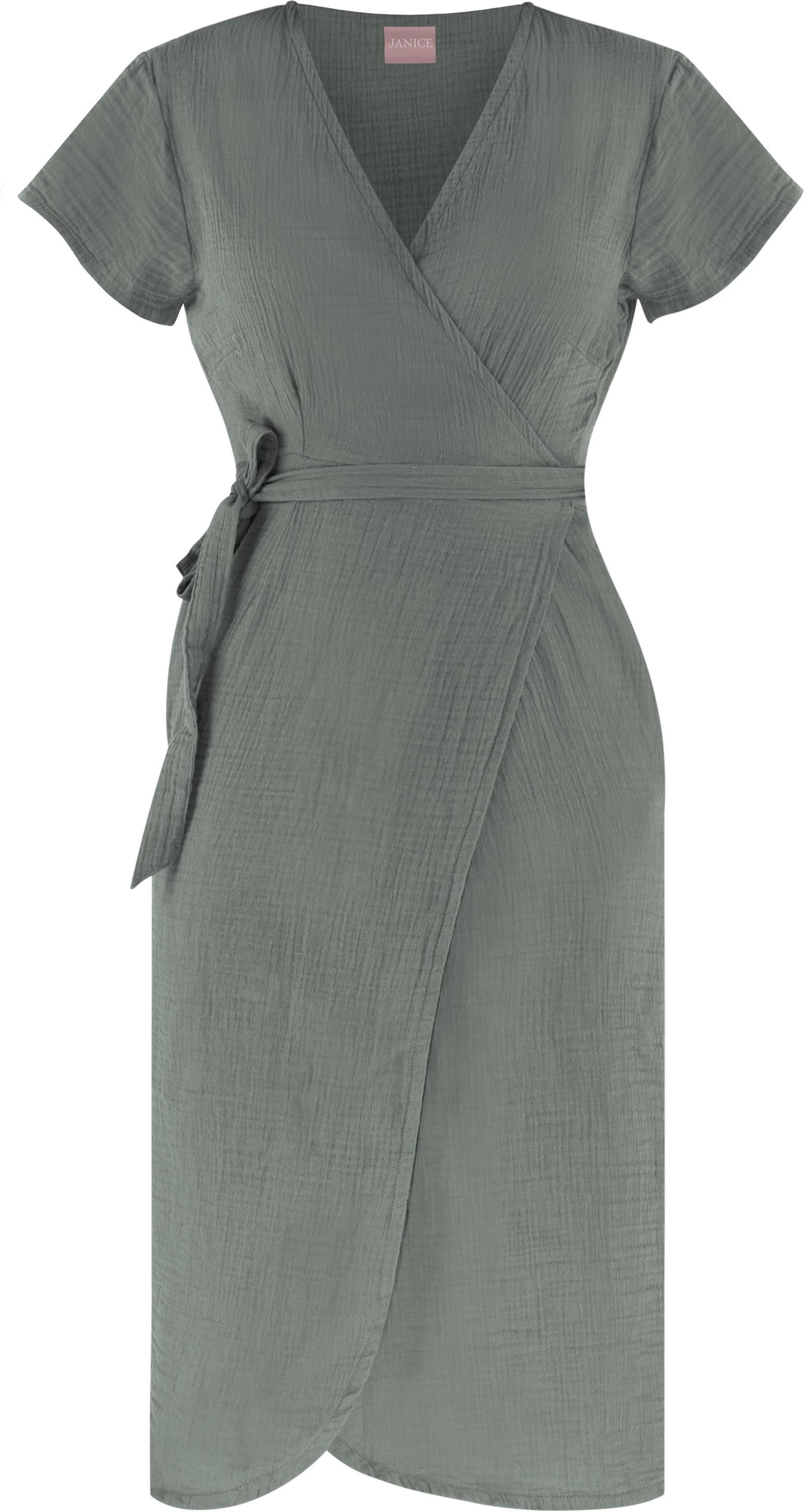 Janice Midikleid Musselin Kleid Chadies Sommerkleid mit Bindeband V-Ausschn günstig online kaufen