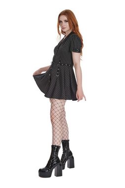 Banned A-Linien-Kleid Black Core Button Up Nadelstreifen Goth Pin Stripe