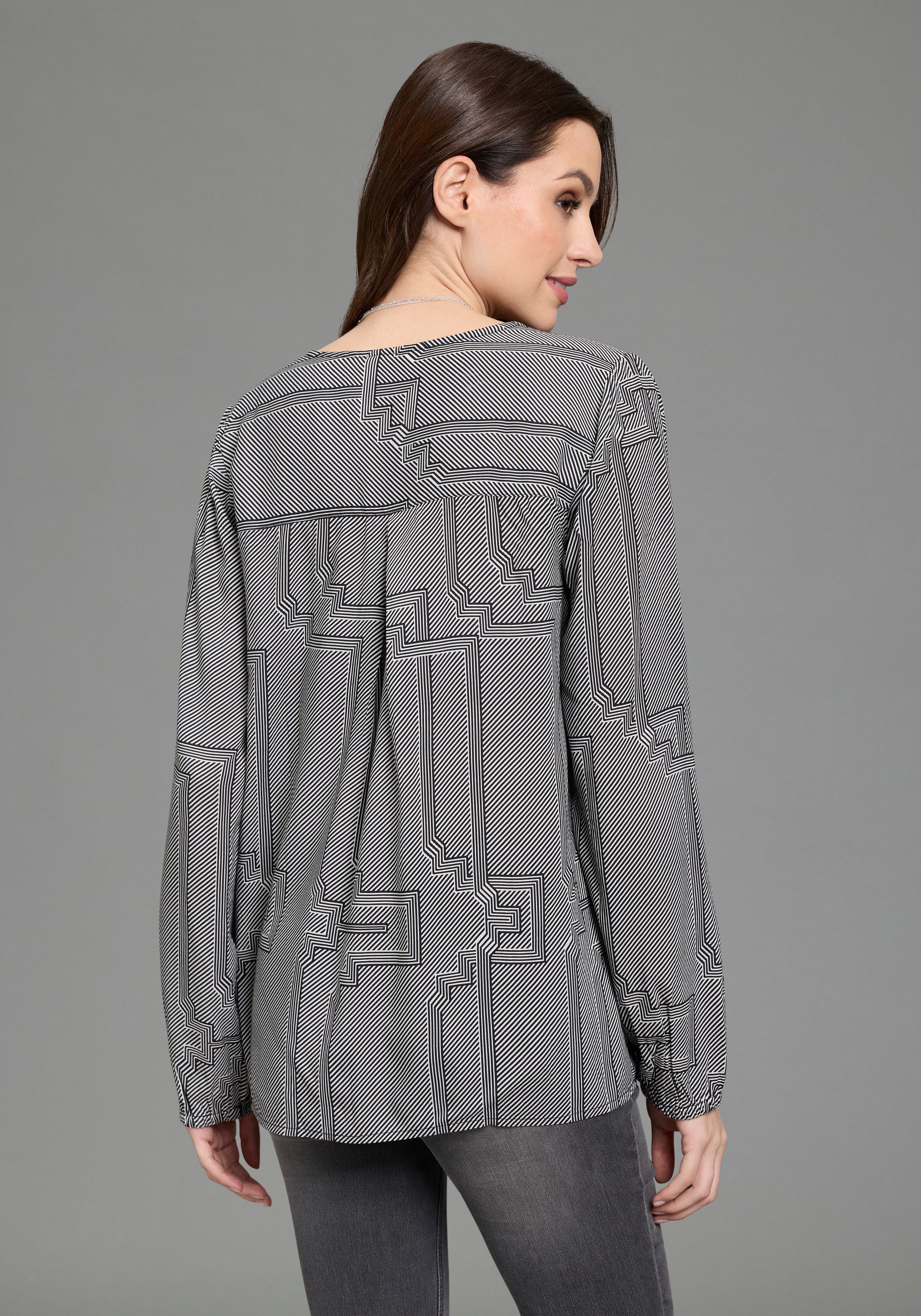 DELMAO Schlupfbluse in femininer Form mit matter, nicht glänzender Optik