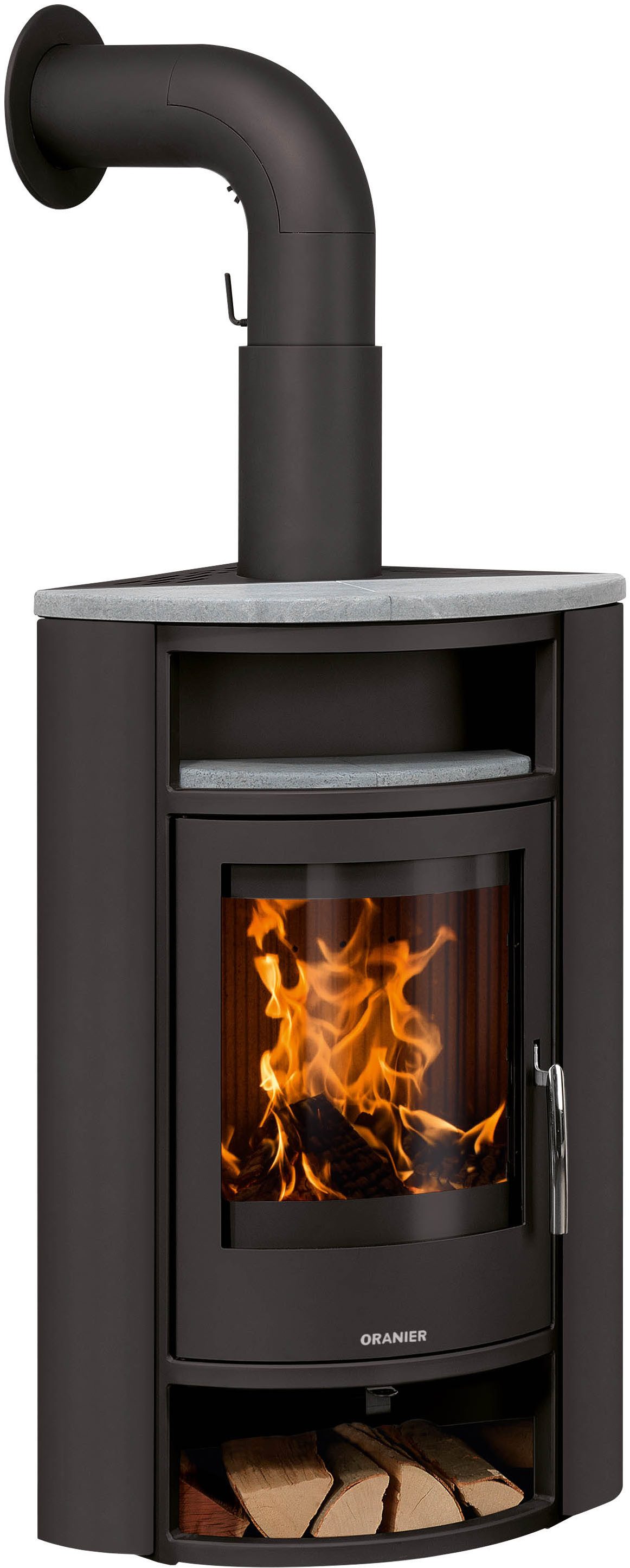 Oranier Kaminofen »Polar Eck« Stahl Schwarz, 6,5 kW, Zeitbrand, Eck-6,5 kW