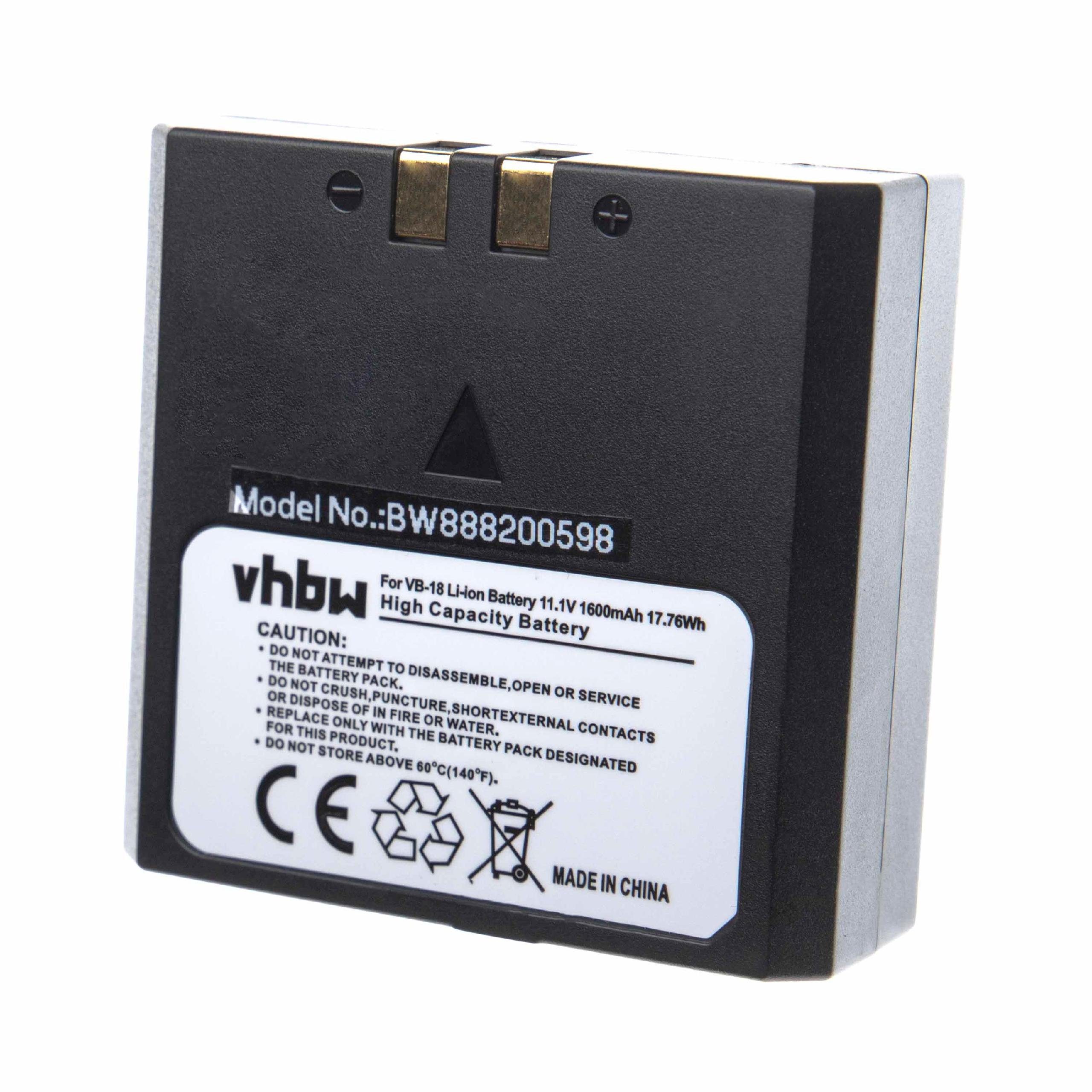 vhbw Ersatz für Godox VB19, VB18 für Akku Li-Ion 1600 mAh (11,1 V)
