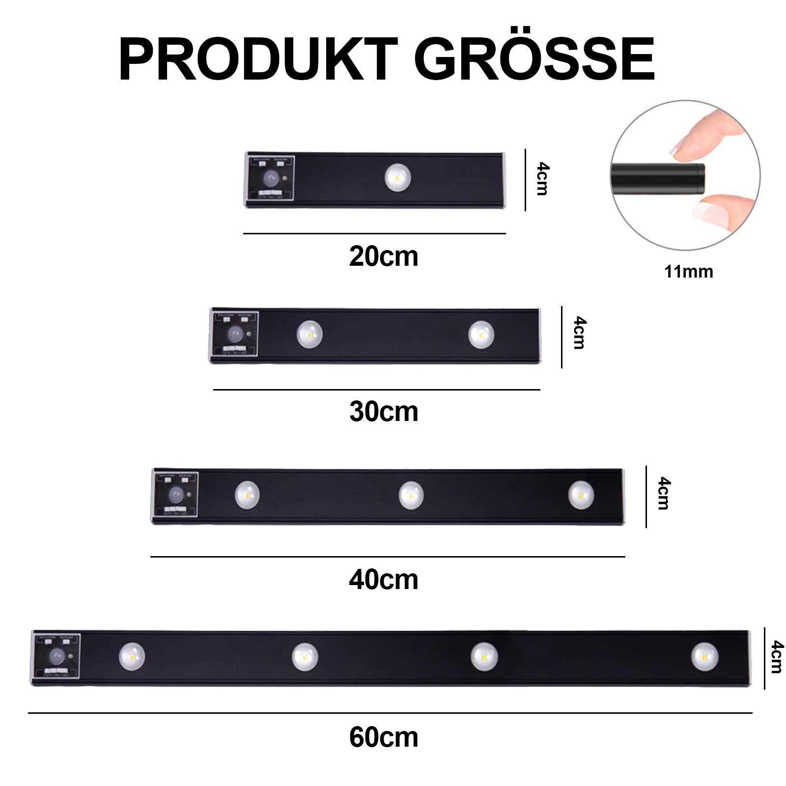 Küche Unterbauleuchte Wandleuchte, Lichtfarben MUPOO 2 3000K Magnetisch,Kabellose,3 120°-Induktion, /4500K/6500K,USB-Laden Ultradünne 30cm, Unterschrank für Led einstellbar Beleuchtung 3 LED Unterbauleuchte Bewegungssensor, Lichtfarben, Schlafzimmer LED kabellos