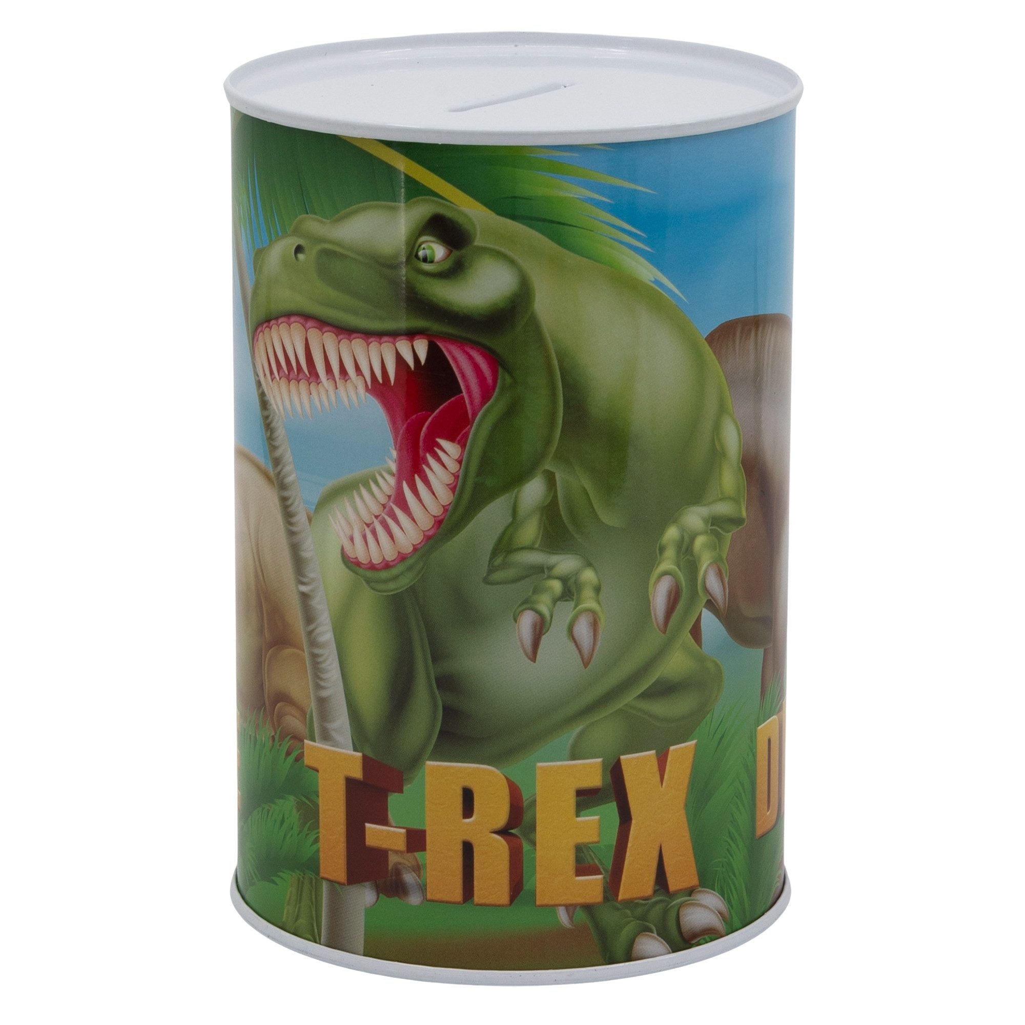 Spardose Dinosaurier Dinos T-Rex Kinder XL Spardose aus Weißblech 1000 ml