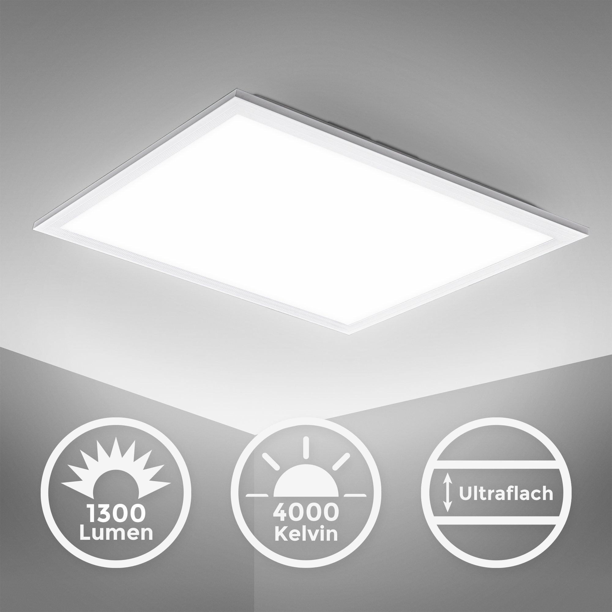 B.K.Licht LED Deckenleuchte BK_DP1325 Weiß, Deckenlampe 29,5 Panel, 1.300lm 5,5 neutralweißes LED Licht, 12W, 29,5 cm, fest LED integriert, cm 4.000K flach, x Neutralweiß