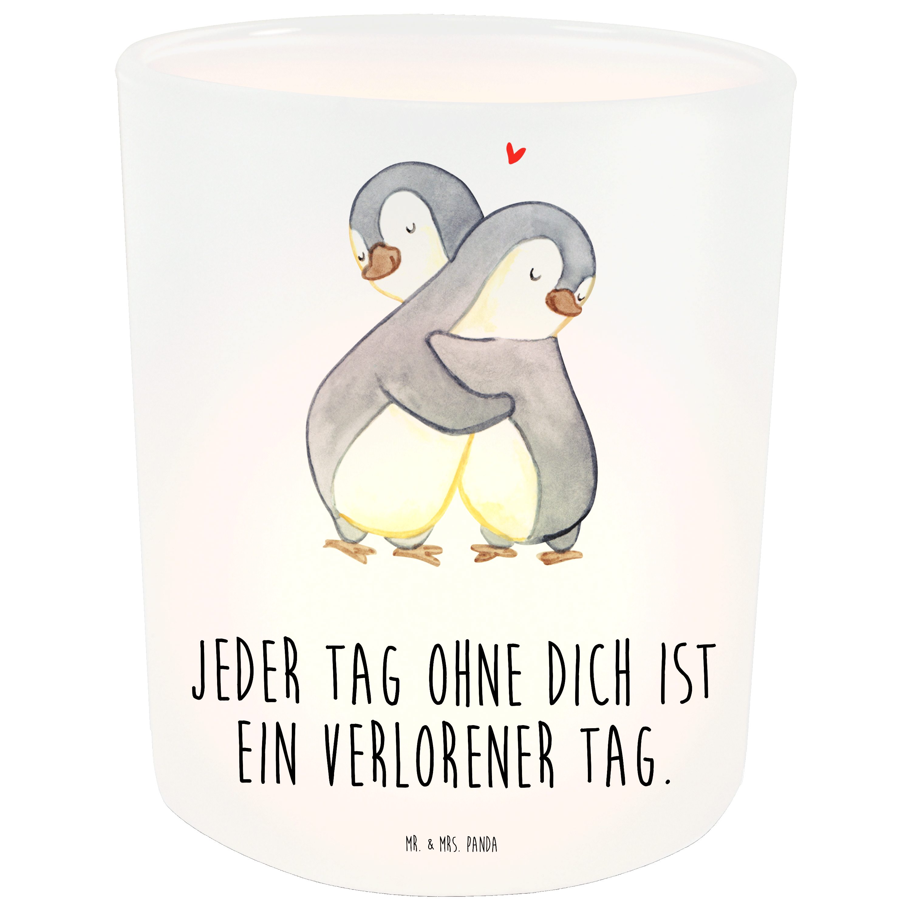 Mr. & Partner, - (1 Windlicht Pinguine Transparent St) - Panda Windlicht Mrs. Glas, Geschenk, Kuscheln