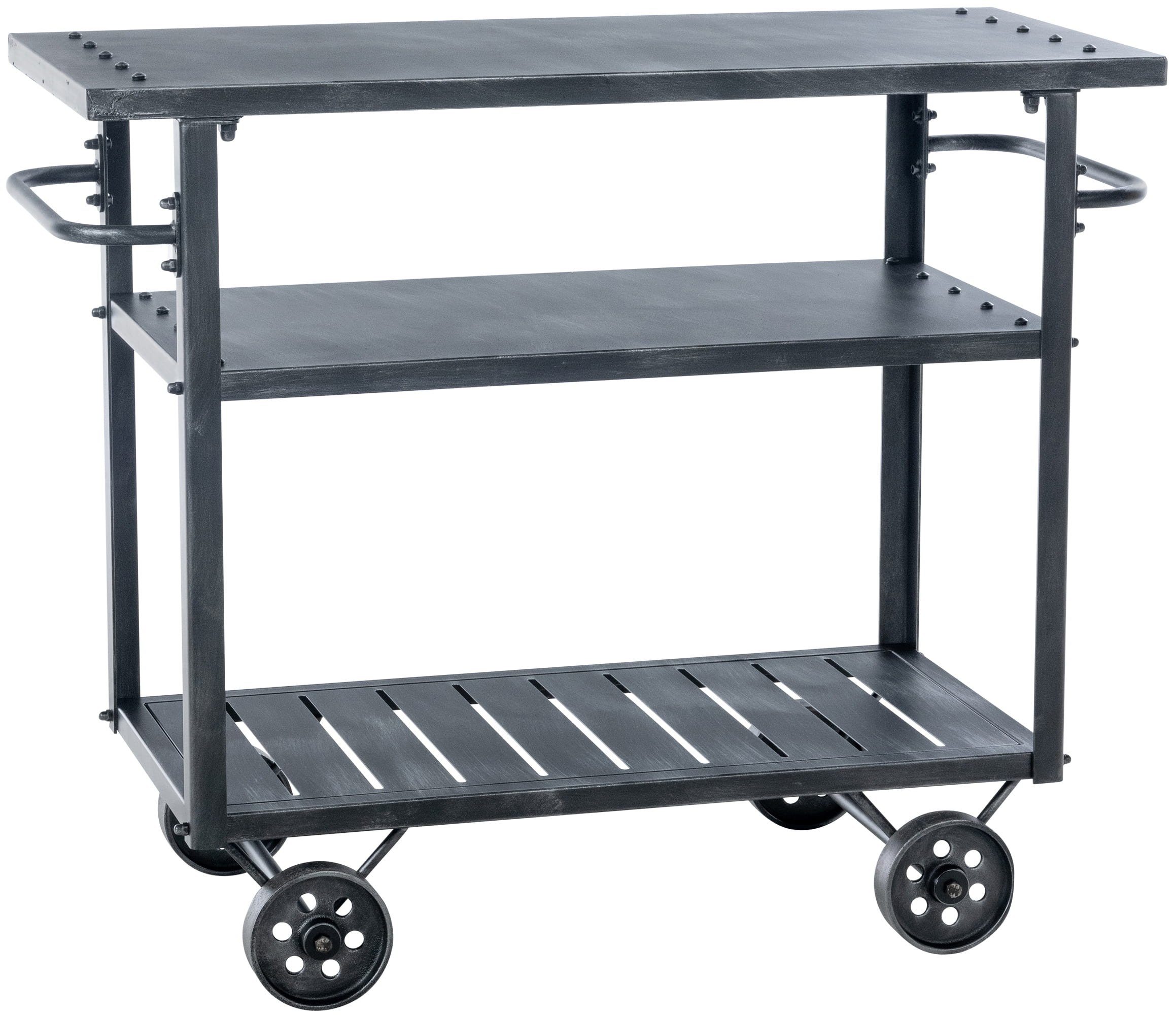 CLP Servierwagen Spring, Barwagen mit Rollen, Metall-Gestell antik silber