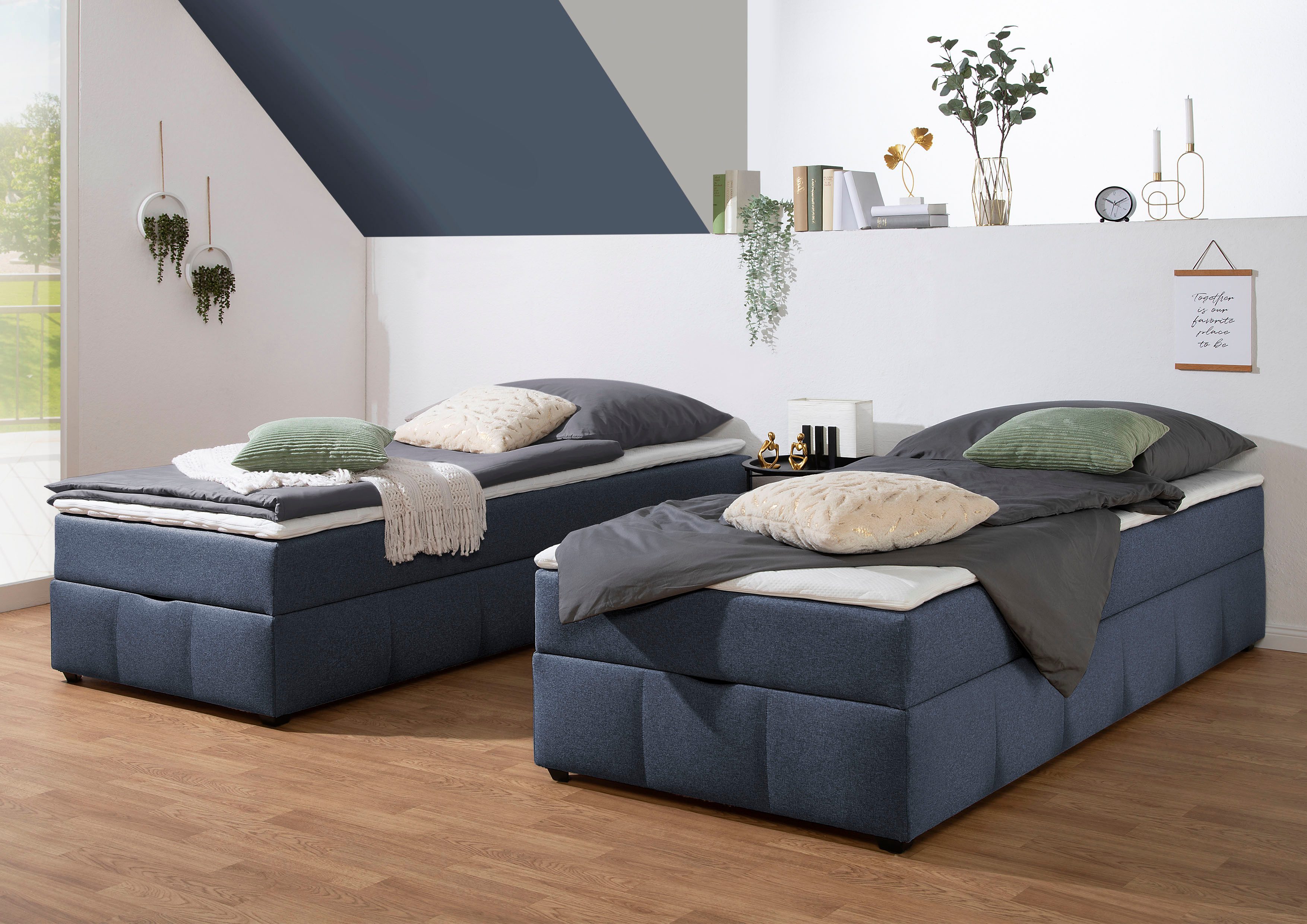 Home affaire Boxbett Niemes inkl. Bettkasten und Topper, auch in Überlänge erhältlich, Boxbett ohne Kopfteil in H2, H3 o. H4 erhältlich