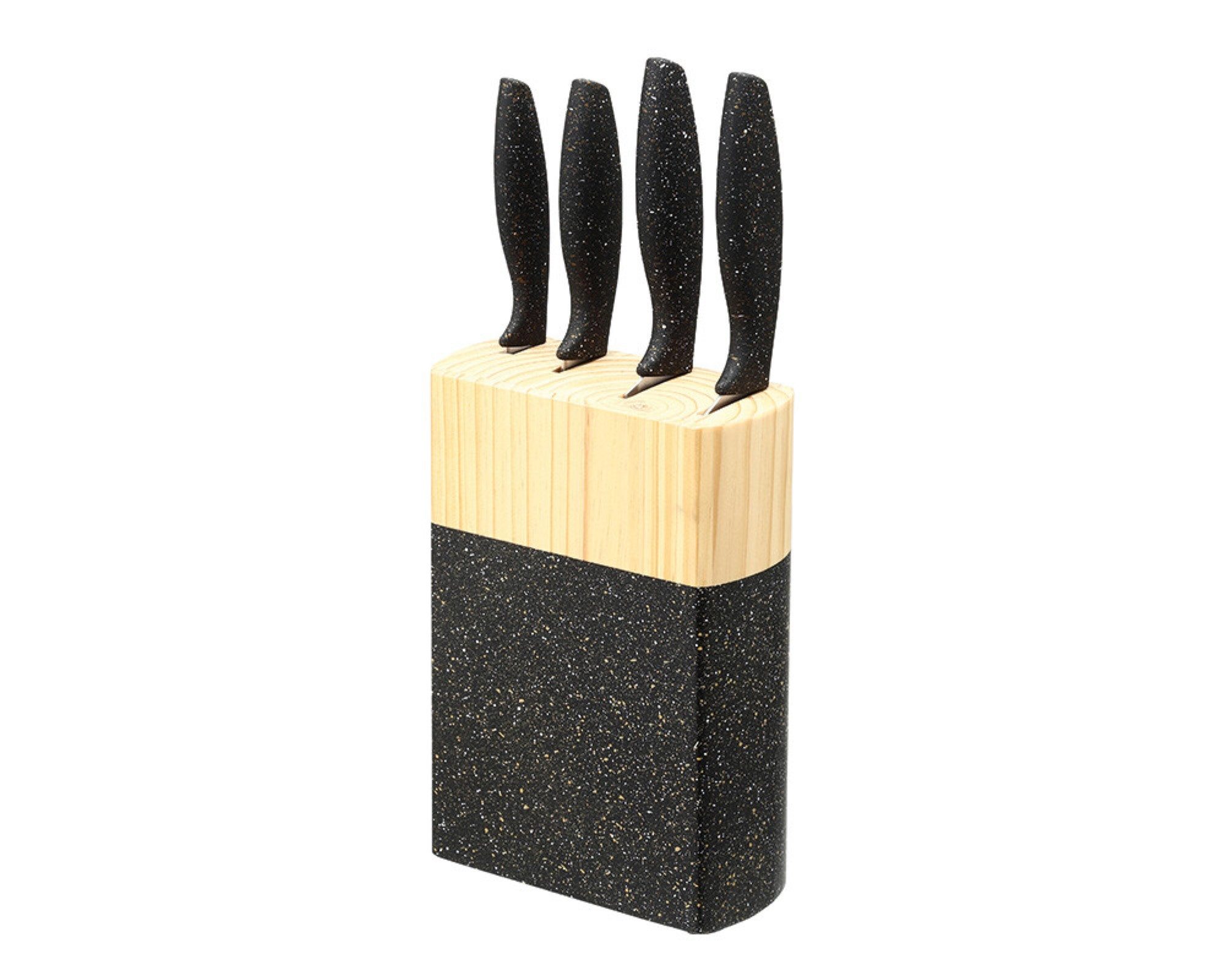 Michelino Messer-Set 5-teiliges Messerset mit marmoriertem Kiefernholzblock (5-tlg)