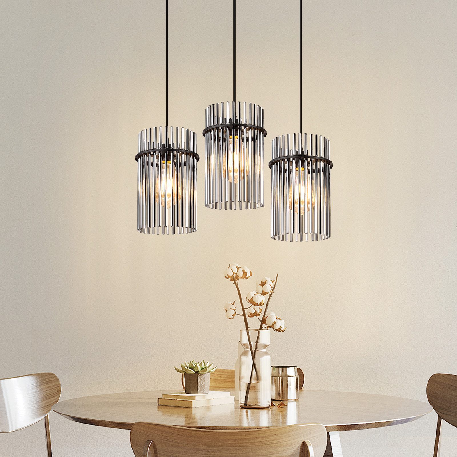 Nettlife LED Pendelleuchte Retro Gold/Schwarz - E27 Hängelampe mit 3 Flammi günstig online kaufen