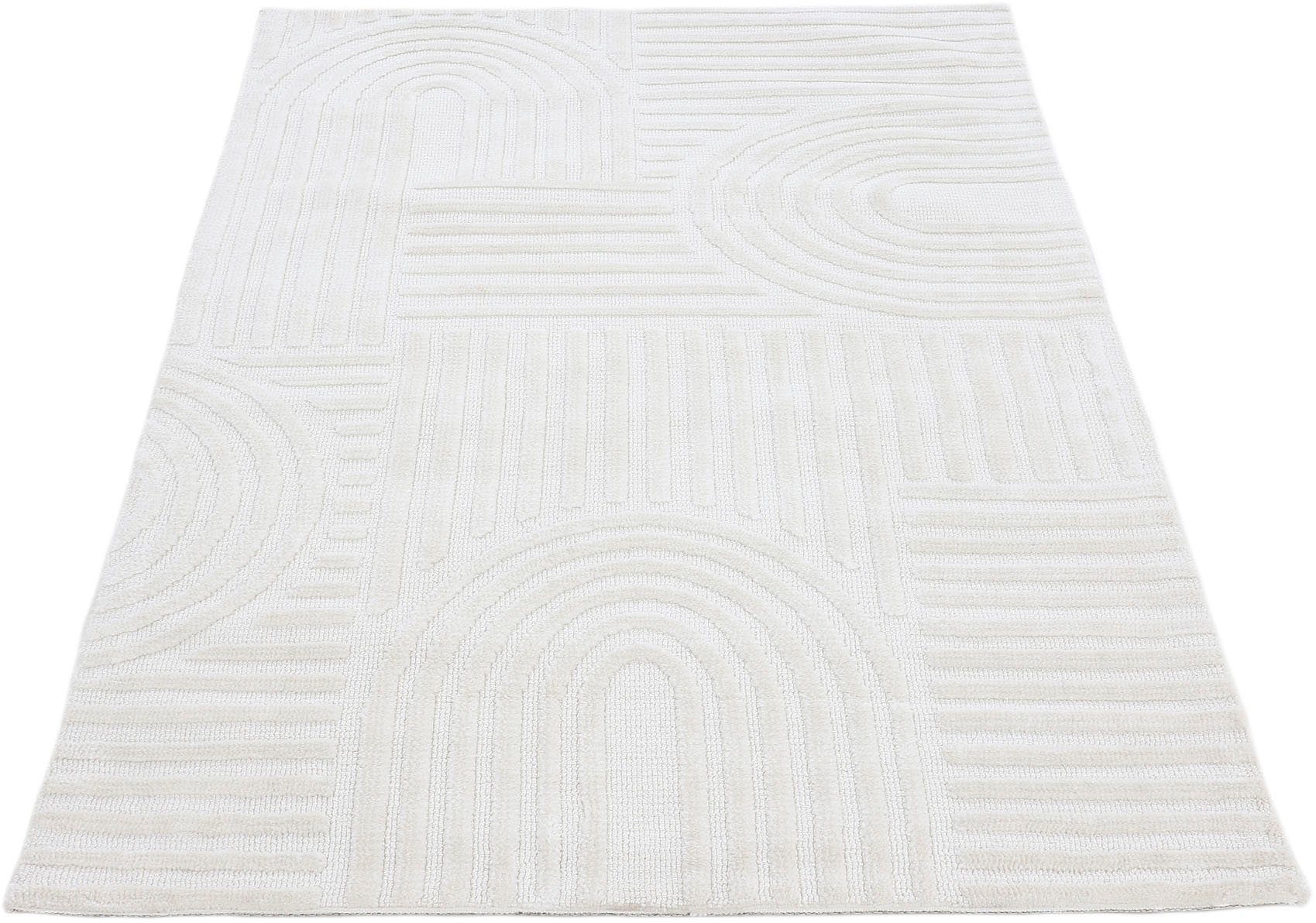 Teppich Holly dichte Boho beige mm, Scandi, Hoch-Tief-Struktur, 4 carpetfine, Höhe: getuftete Touch Microfaser Wohnzimmer Teppich, rechteckig, Soft - 12 weiche