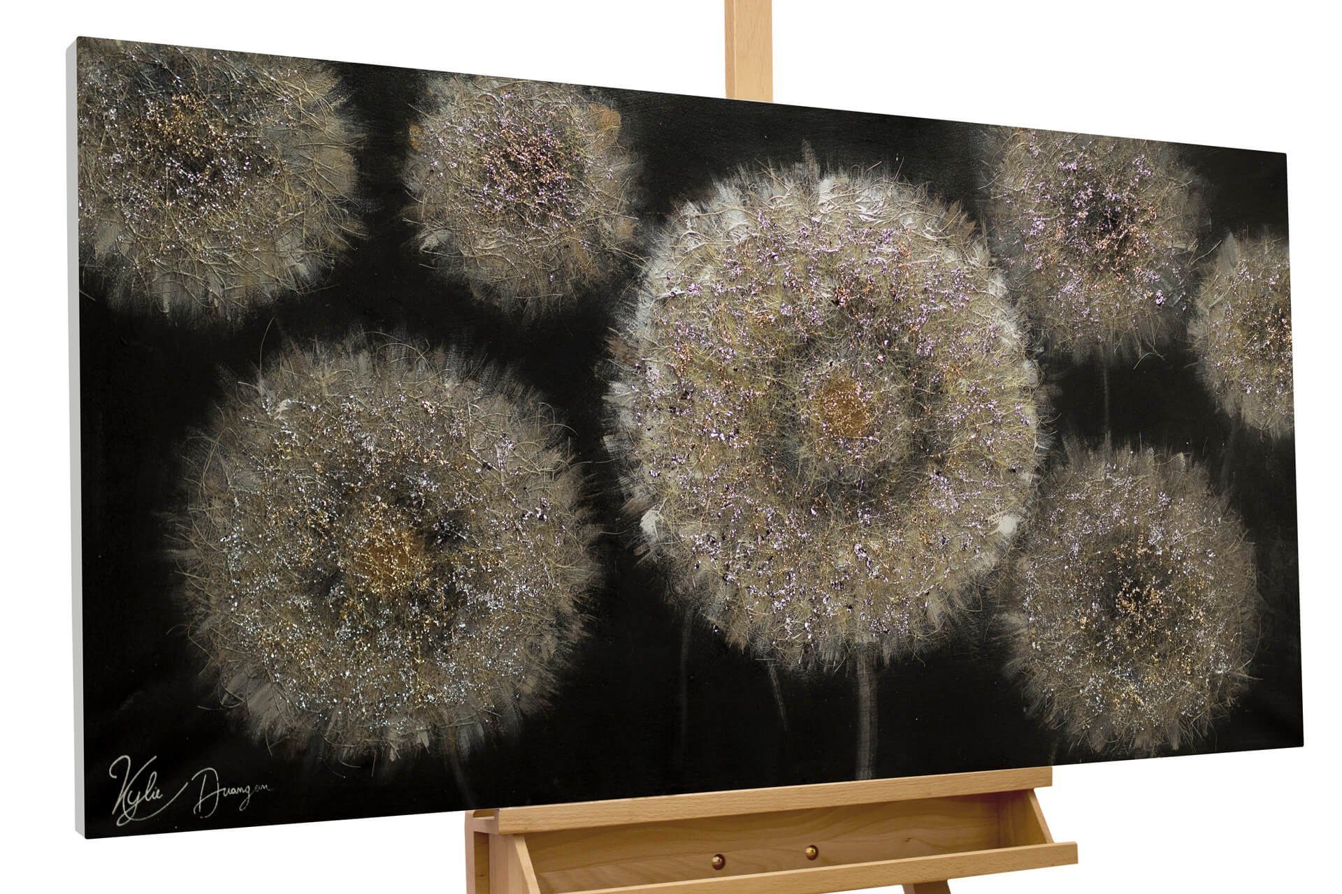 KUNSTLOFT Gemälde Meer aus Pusteblumen 120x60 cm, Leinwandbild 100% HANDGEMALT Wandbild Wohnzimmer