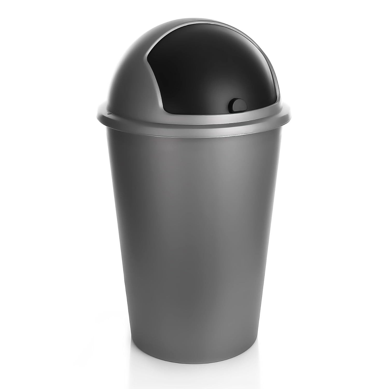 2friends Мусорные урны Abfalleimer grau 50 L mit schwarzem Schiebedeckel, Мусорные урны groß aus Kunststoff für die Küche oder das Büro