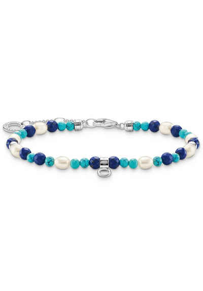 THOMAS SABO Armband blaue Steine und Perlen, A2064-775-7-L19V, mit Süßwasserzuchtperle