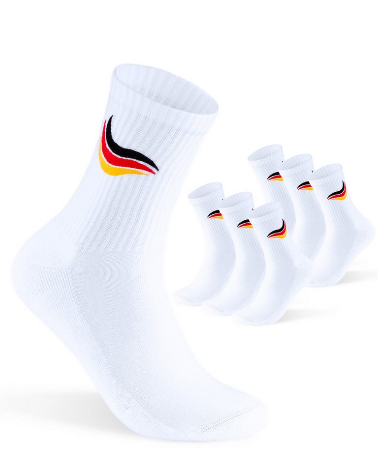 sockenkauf24 Sportsocken Deutschland Fußball WM Socken Damen und Herren Tennissocken (3-Paar) mit Deutschland Flagge als Fan Socken