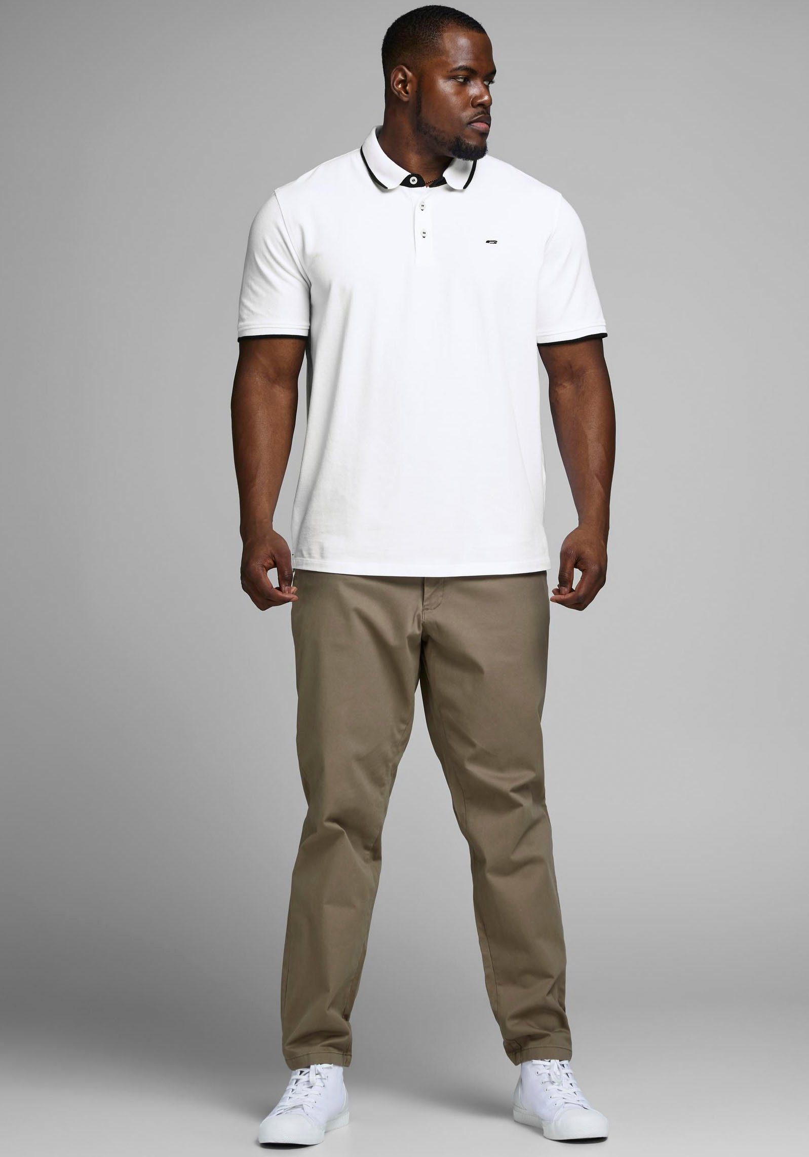 Jack & Jones PlusSize PLS Poloshirt white JJEPAULOS NOOS SS POLO