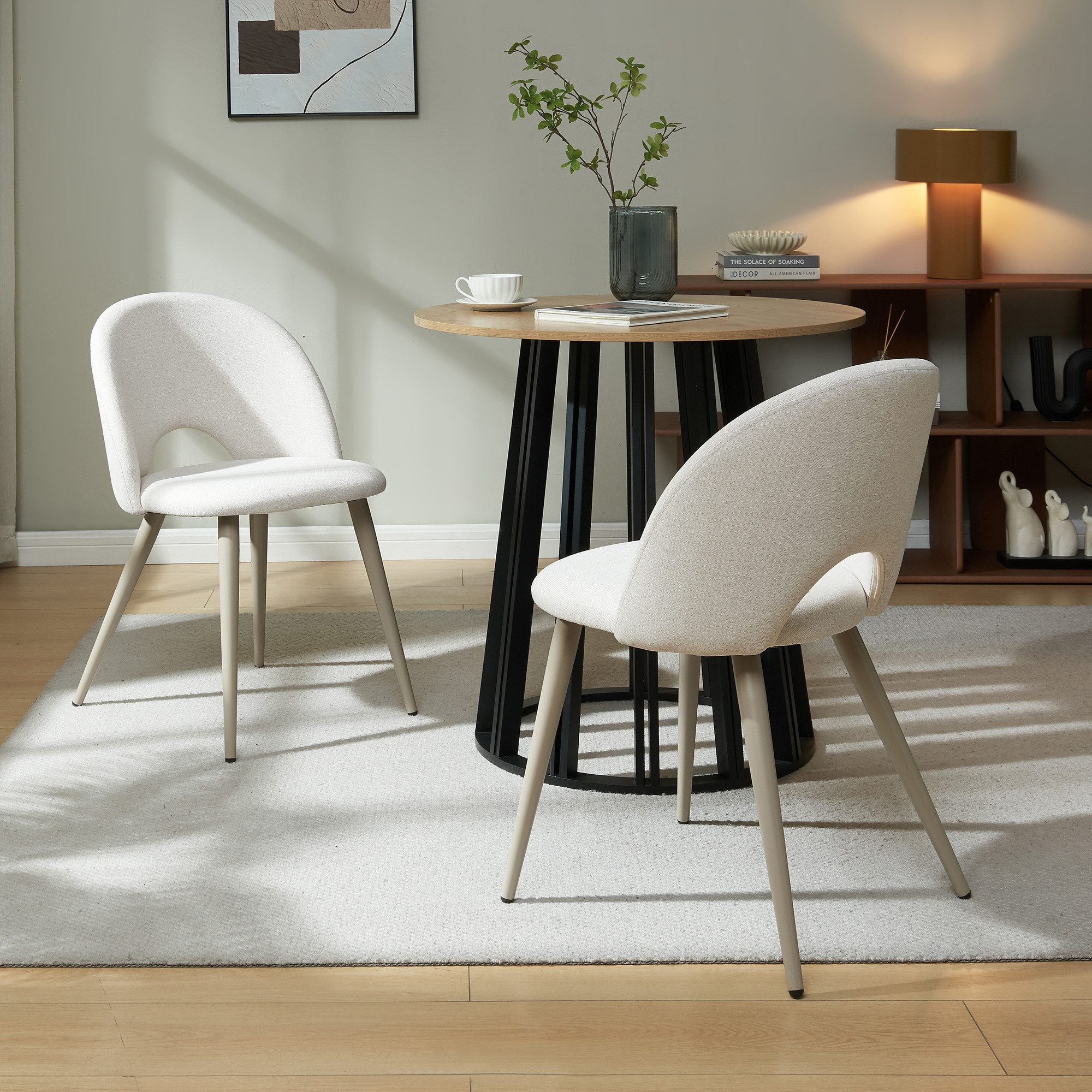 en.casa Esszimmerstuhl (Set, 2 St), »Karijoki« Polsterstühle Metallbeine 77 x 50 x 55 cm Beige