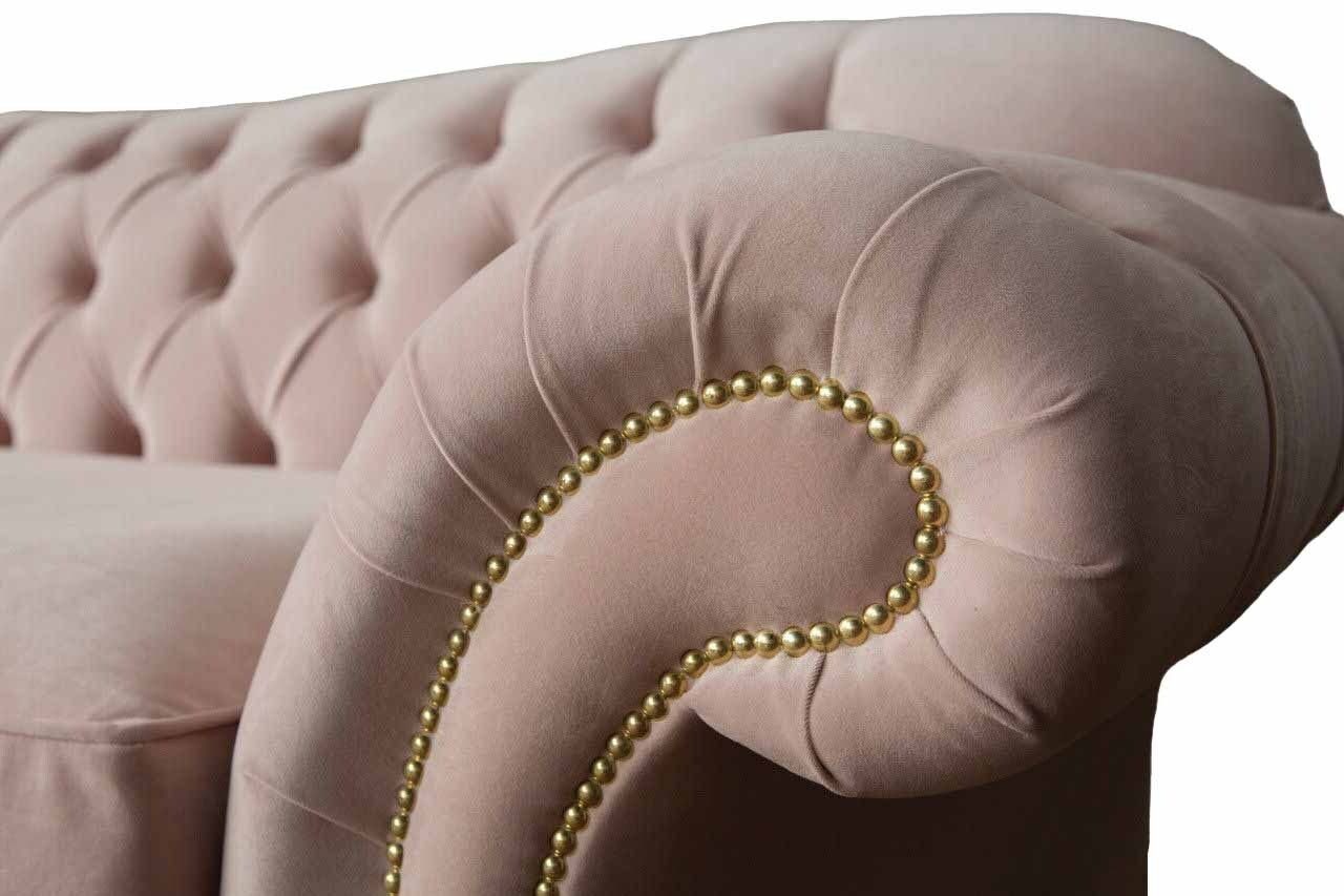 Rosa Luxus Designer Sofa, JVmoebel Sofa Made in Möbel Sofa Chesterfield Textil Europe Modernes