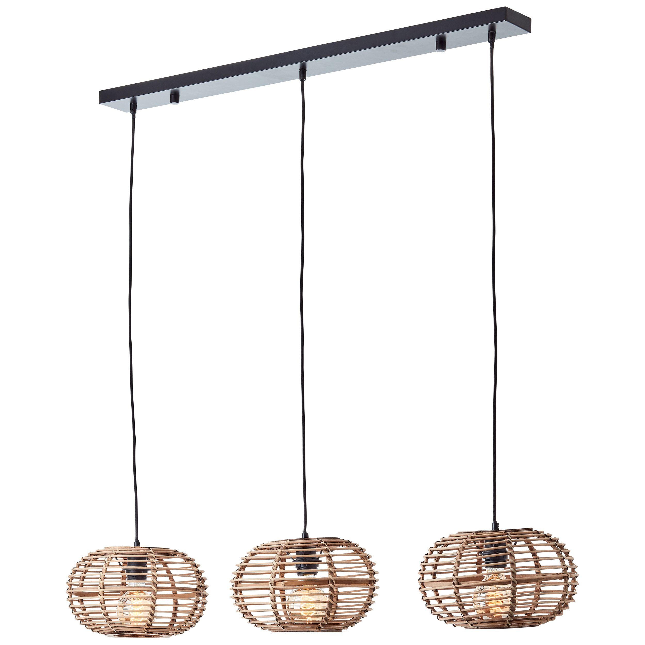 Brilliant Pendelleuchte Woodball, ohne Leuchtmittel, 3 flammige Bambus Hängelampe - 3x E27 max. 40 W - 142 cm x 111 cm