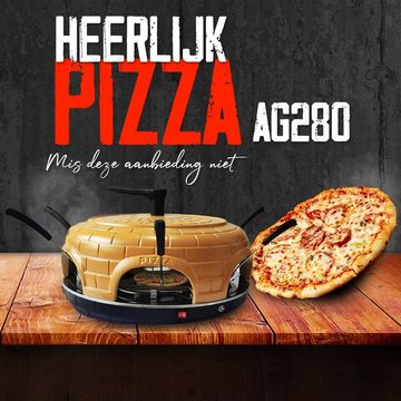 AG Pizzaofen AG280 Pizzaofen 6 Personen 1100W, 6 mini 1 Grosse Pizza
