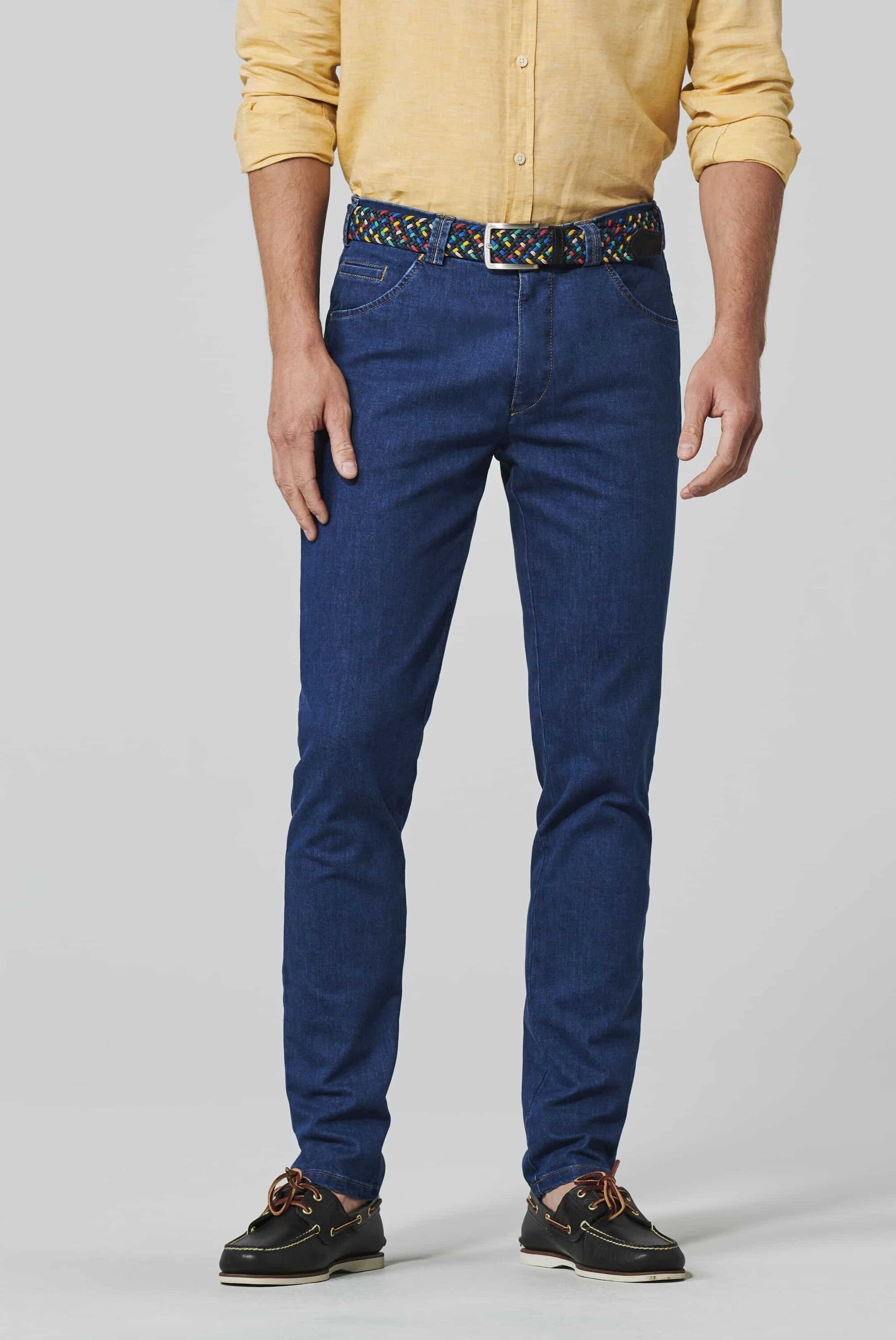 MEYER 5-Pocket-Jeans Dublin Swingpocket Denim Blue-Stone Coolmax mit