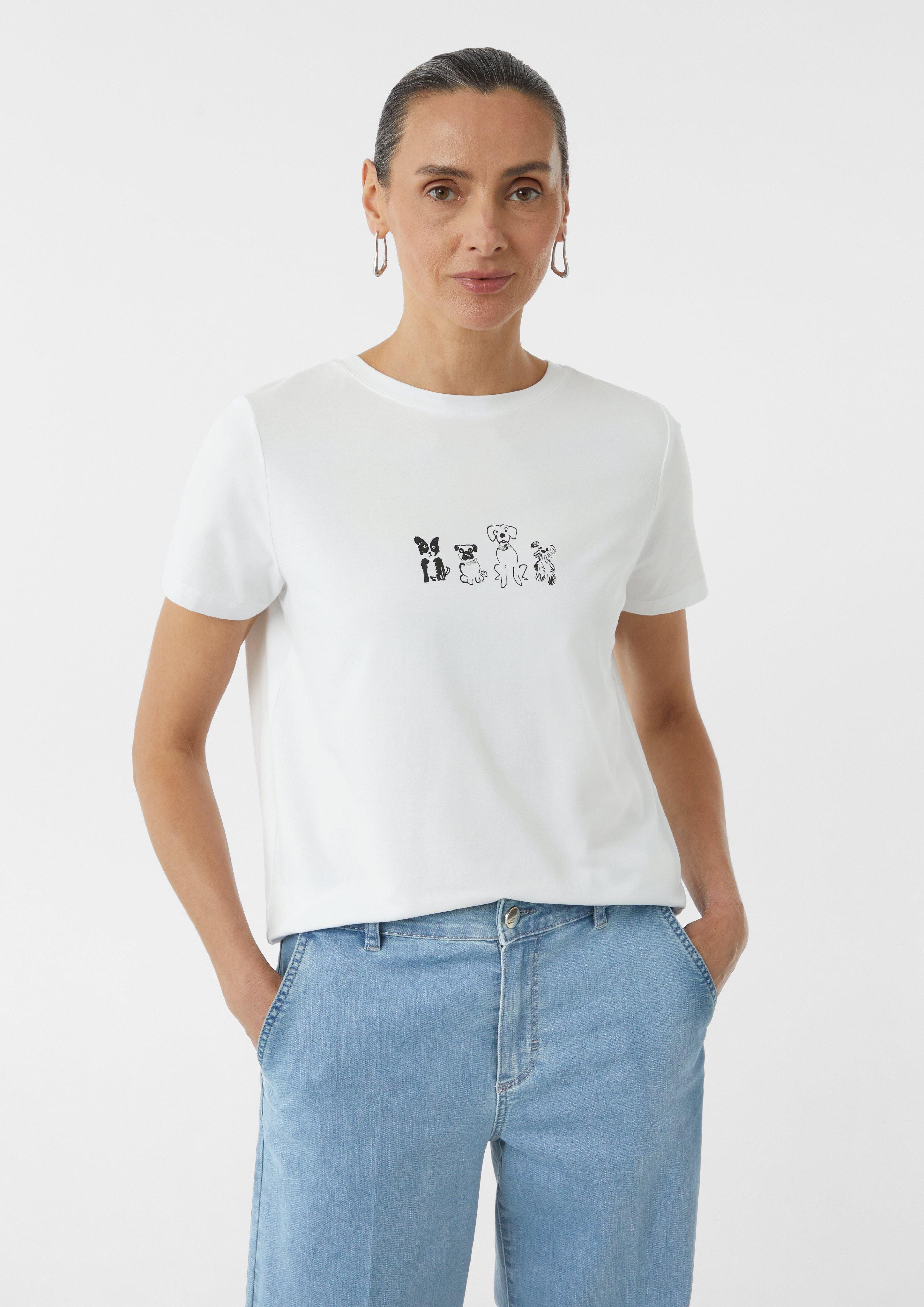 Comma Kurzarmshirt Jersey-T-Shirt aus Baumwollmix mit günstig online kaufen