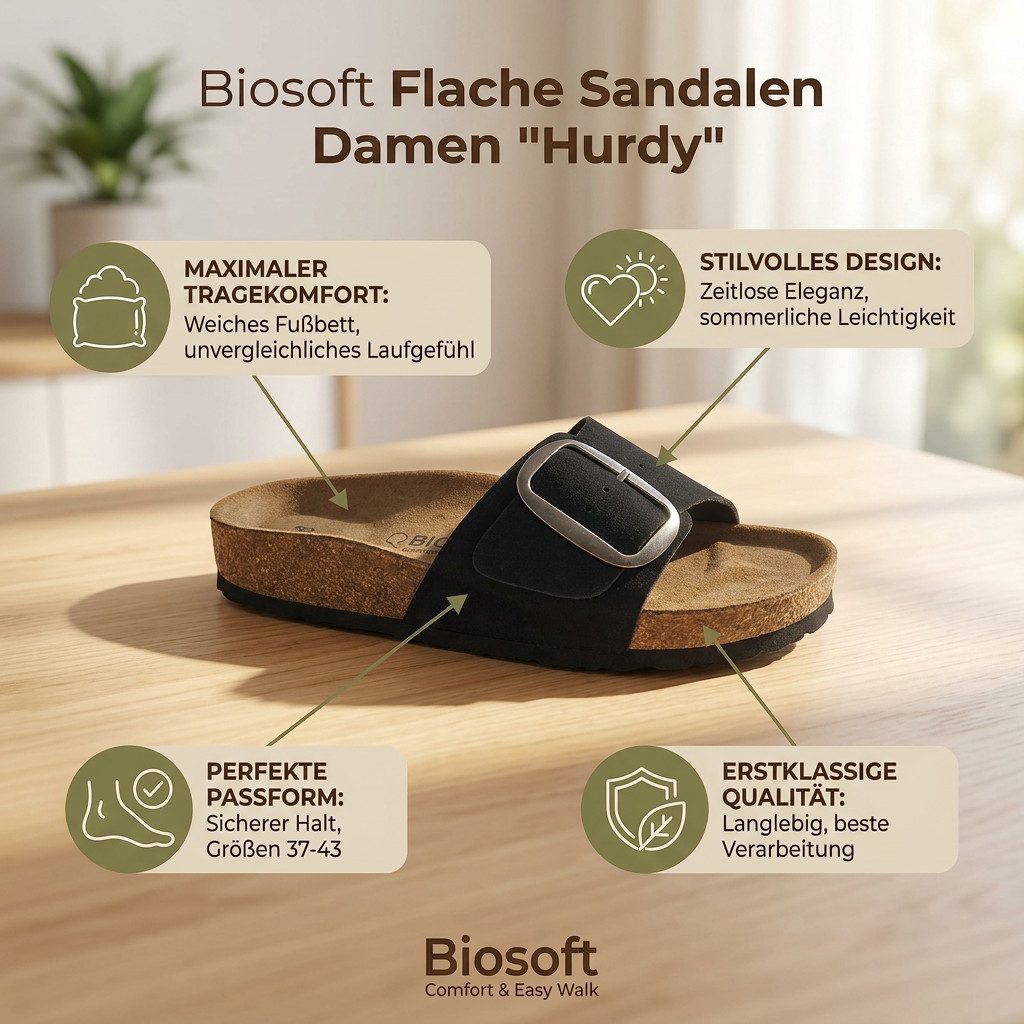 Biosoft Comfort & Easy Walk Onestrap schwarz 37 Sandale