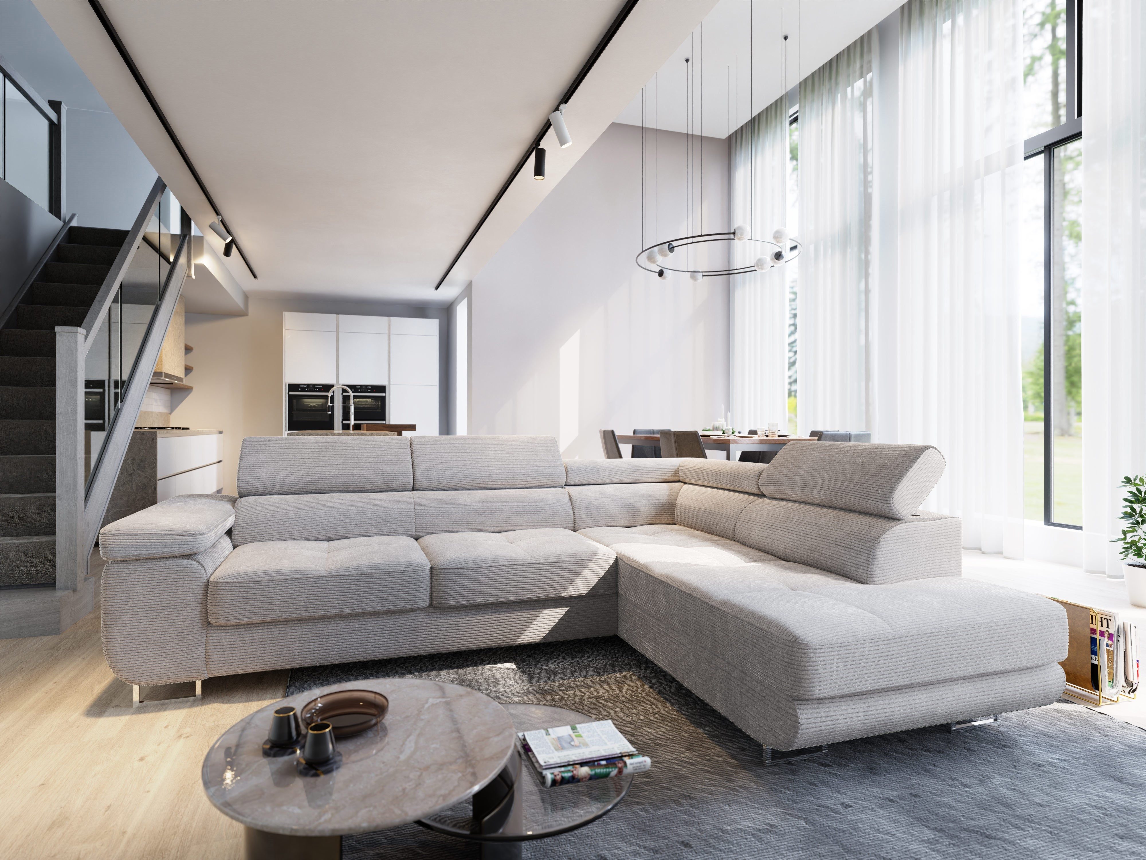 Masseno Ecksofa APIRO mit Schlaffunktion L-Form, Sofa mit Bettkasten günstig online kaufen