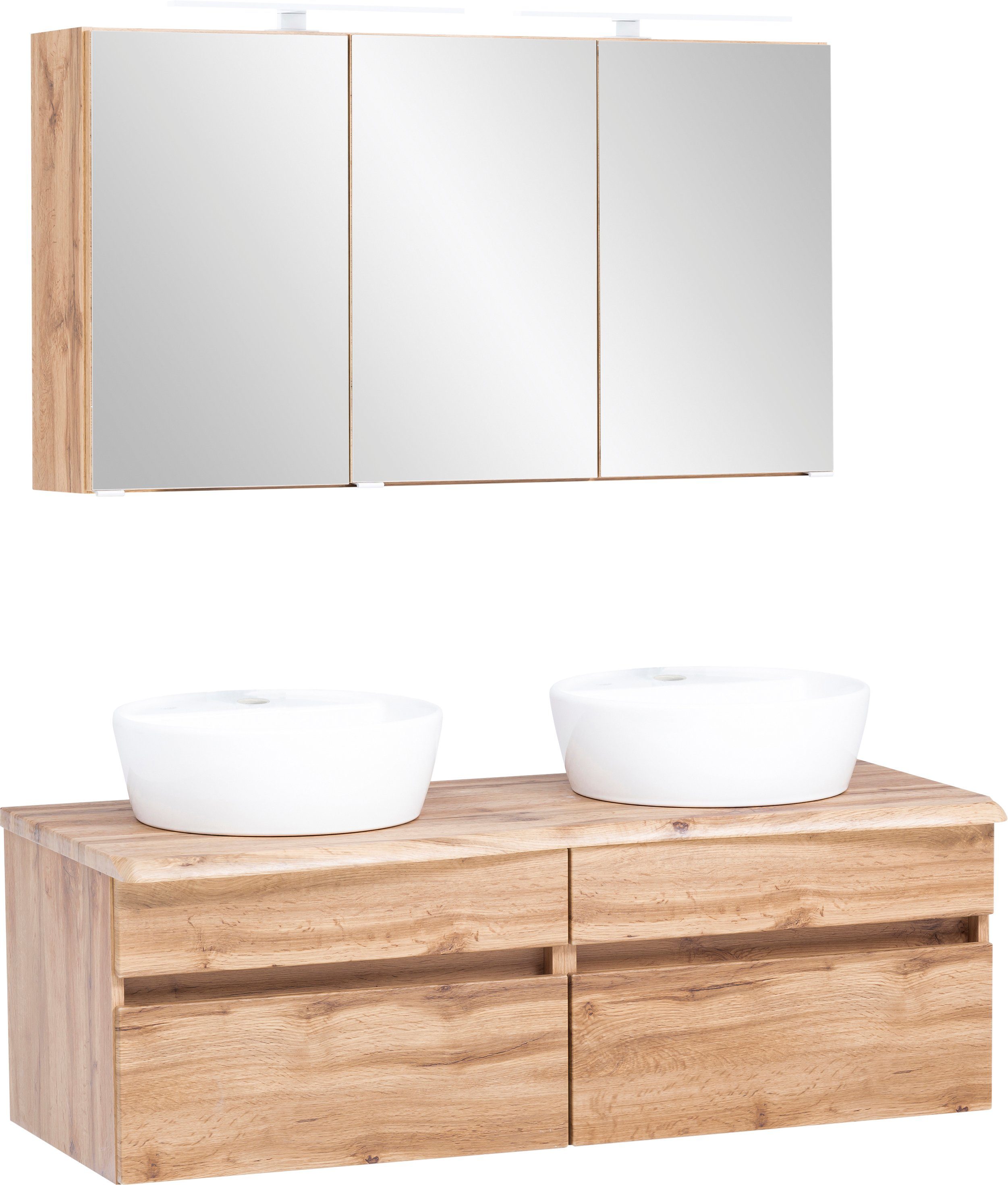 welltime Badmöbel-Set Lienz, (2-St., Spiegelschrank und Waschtisch)