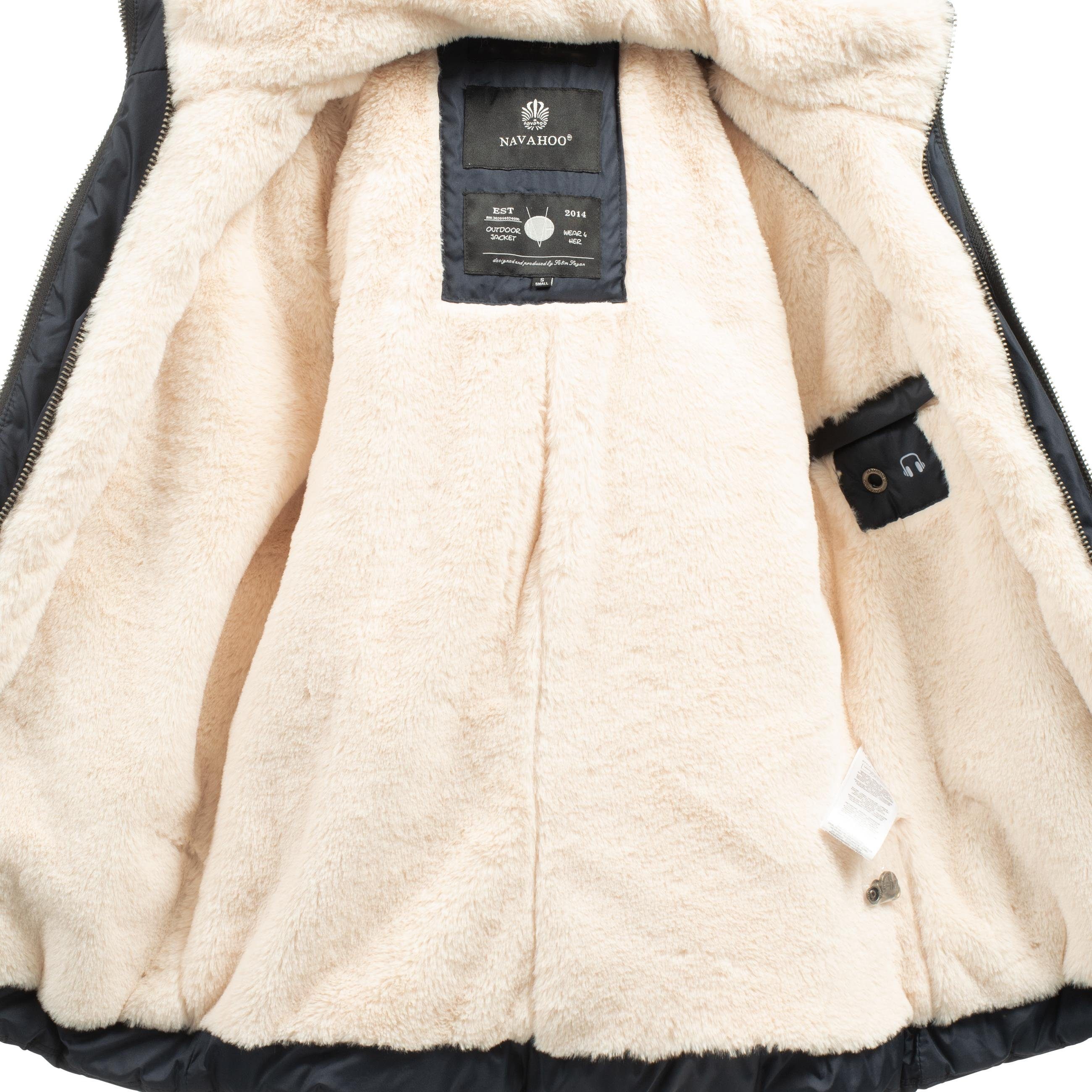 Navahoo Winterjacke Megan stylische Damen Steppjacke mit Teddyfutter