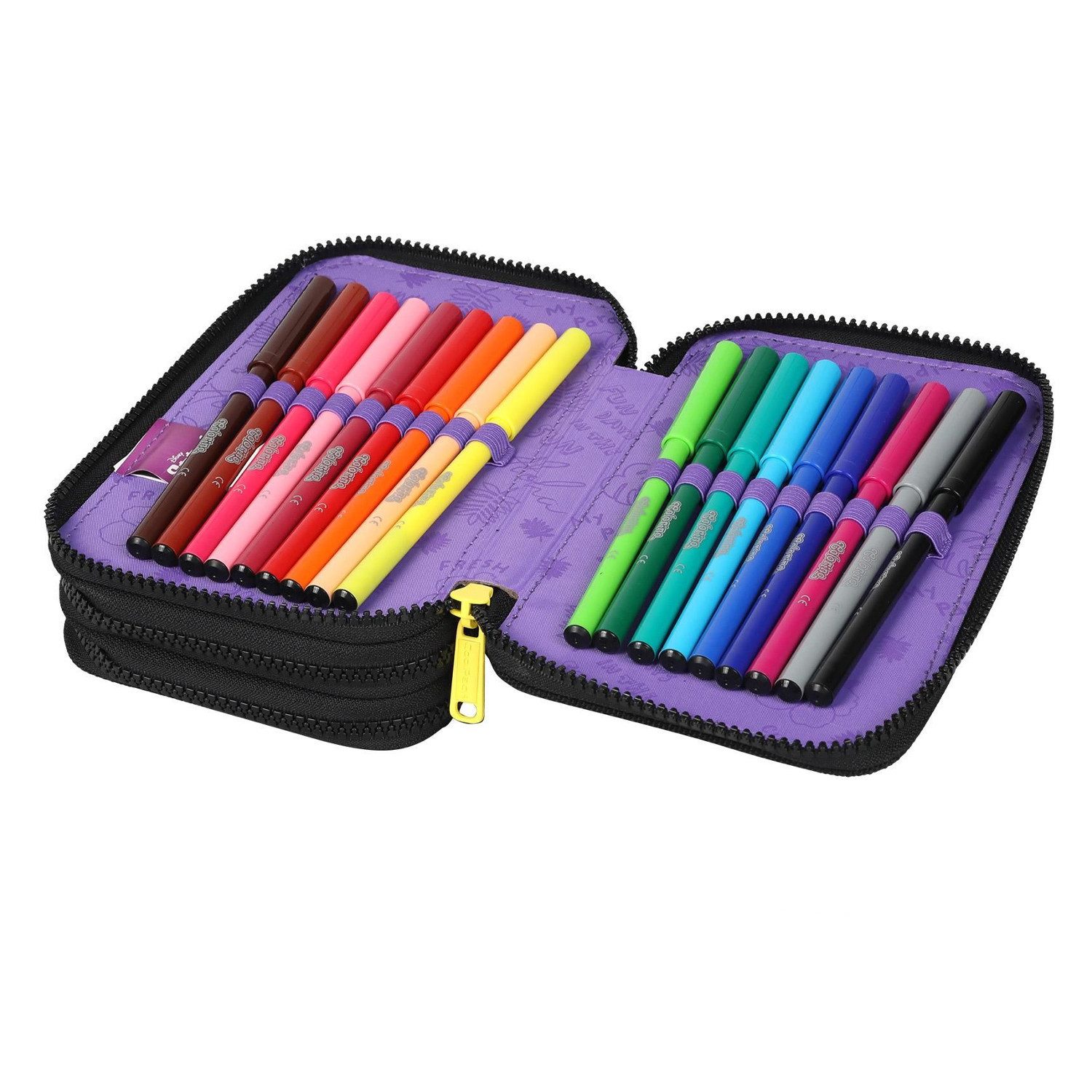 CoolPack Federmäppchen STITCH Dreifach-Stiftmäppchen mit Zubehör, Buntstifte, Marker, Bleistifte und weiteres Zubehör
